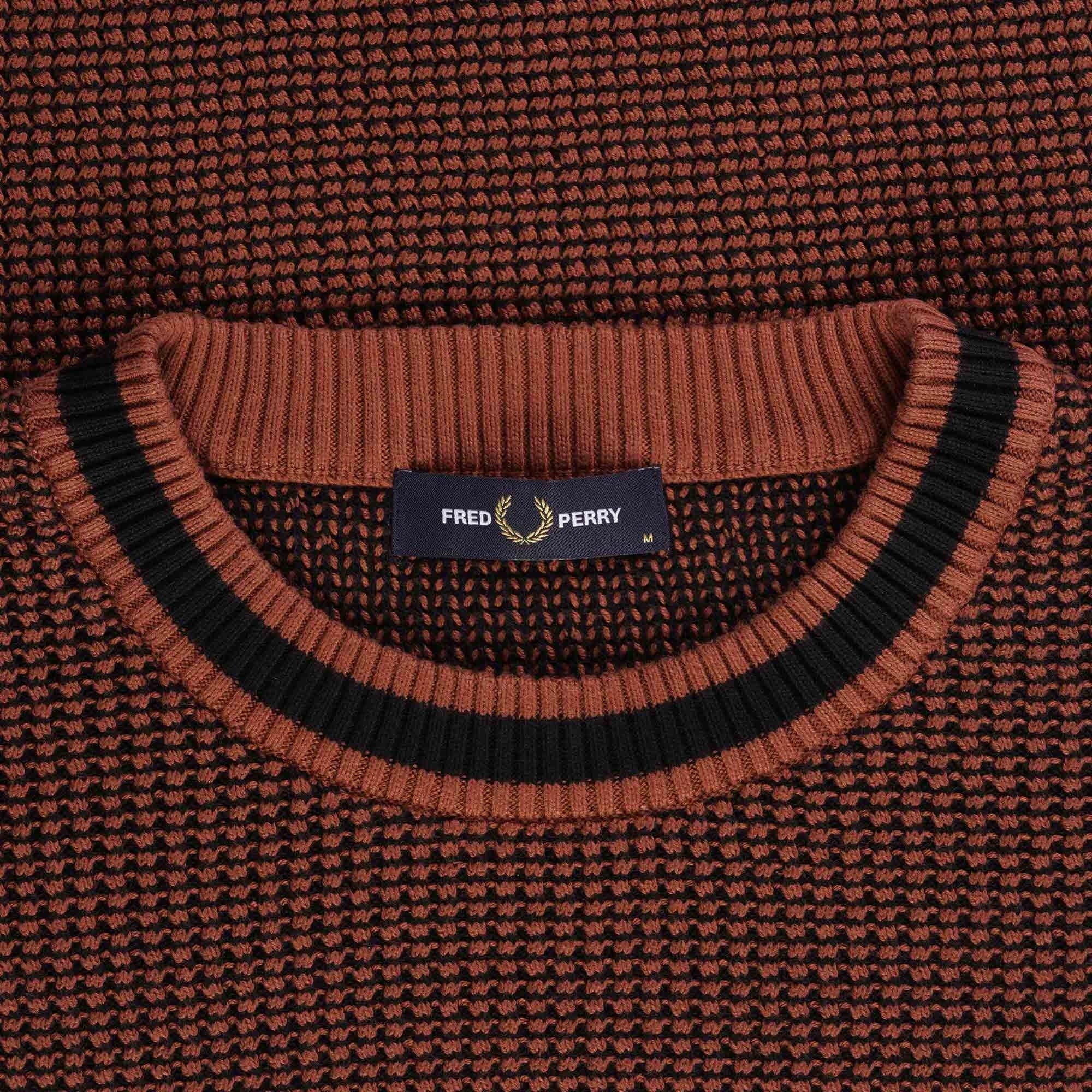 Fred Perry Textured Knitted T-Shirt - Whiskey Brown