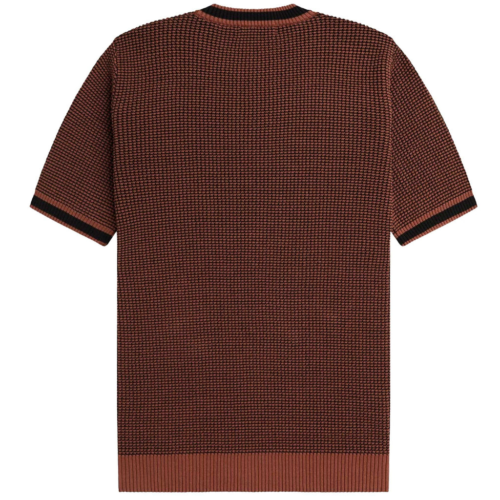 Fred Perry Textured Knitted T-Shirt - Whiskey Brown