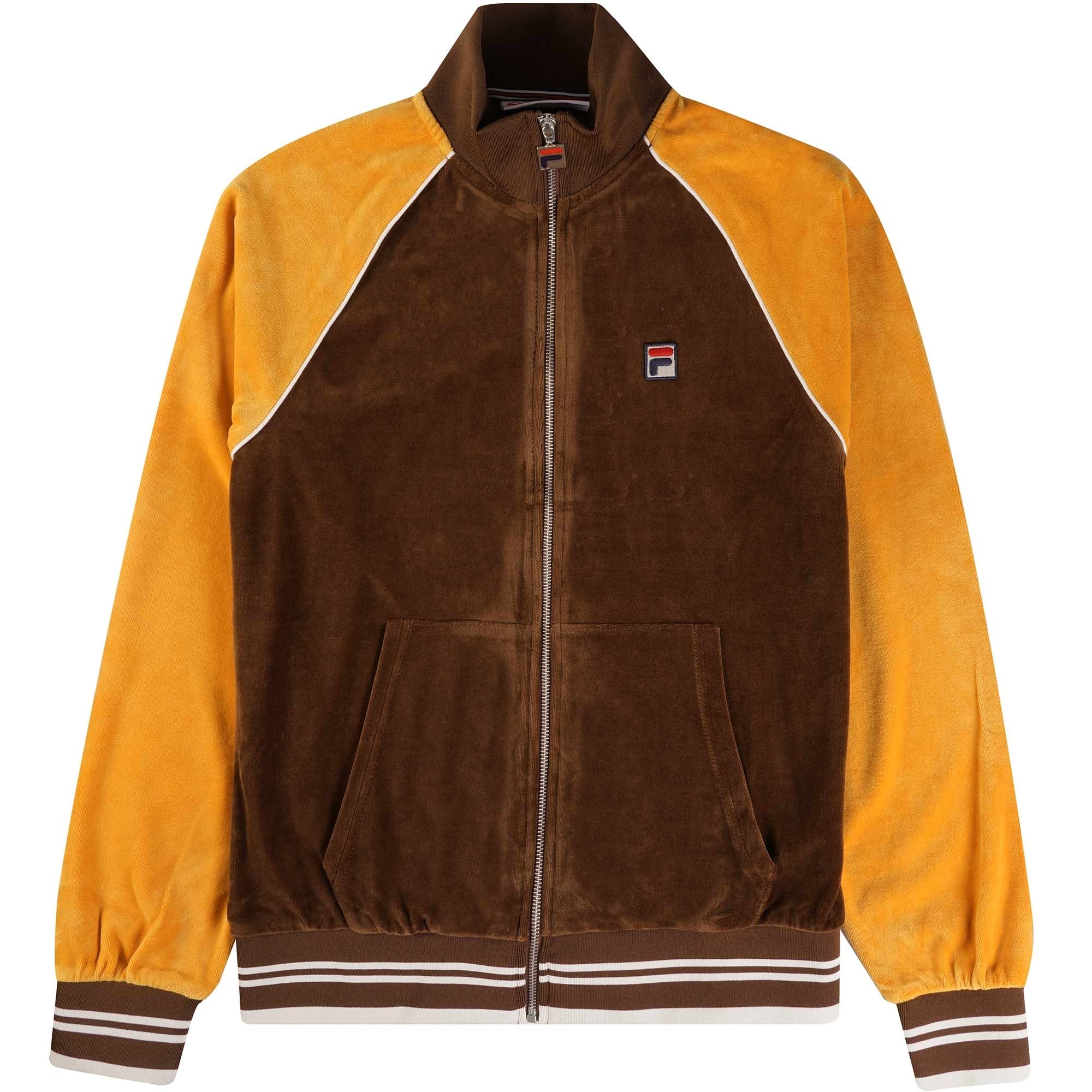 Fila Vintage Liston Colour Block Velour Track Top - Potting Soil