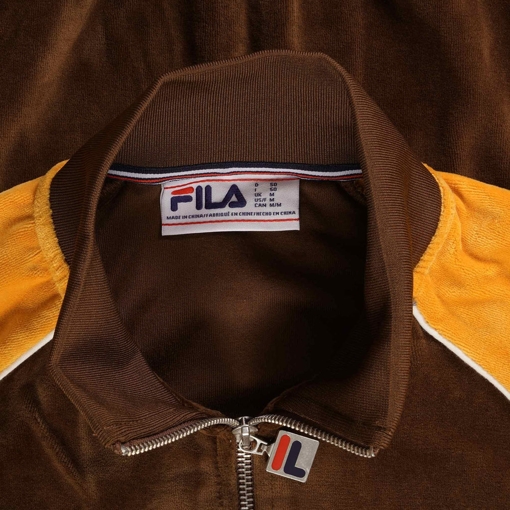 Fila Vintage Liston Colour Block Velour Track Top - Potting Soil