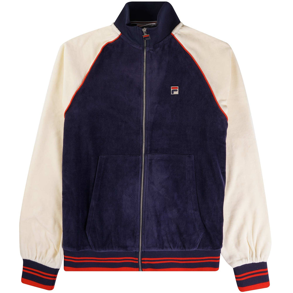 Fila Vintage Liston Colour Block Velour Track Top - Navy/Gardenia