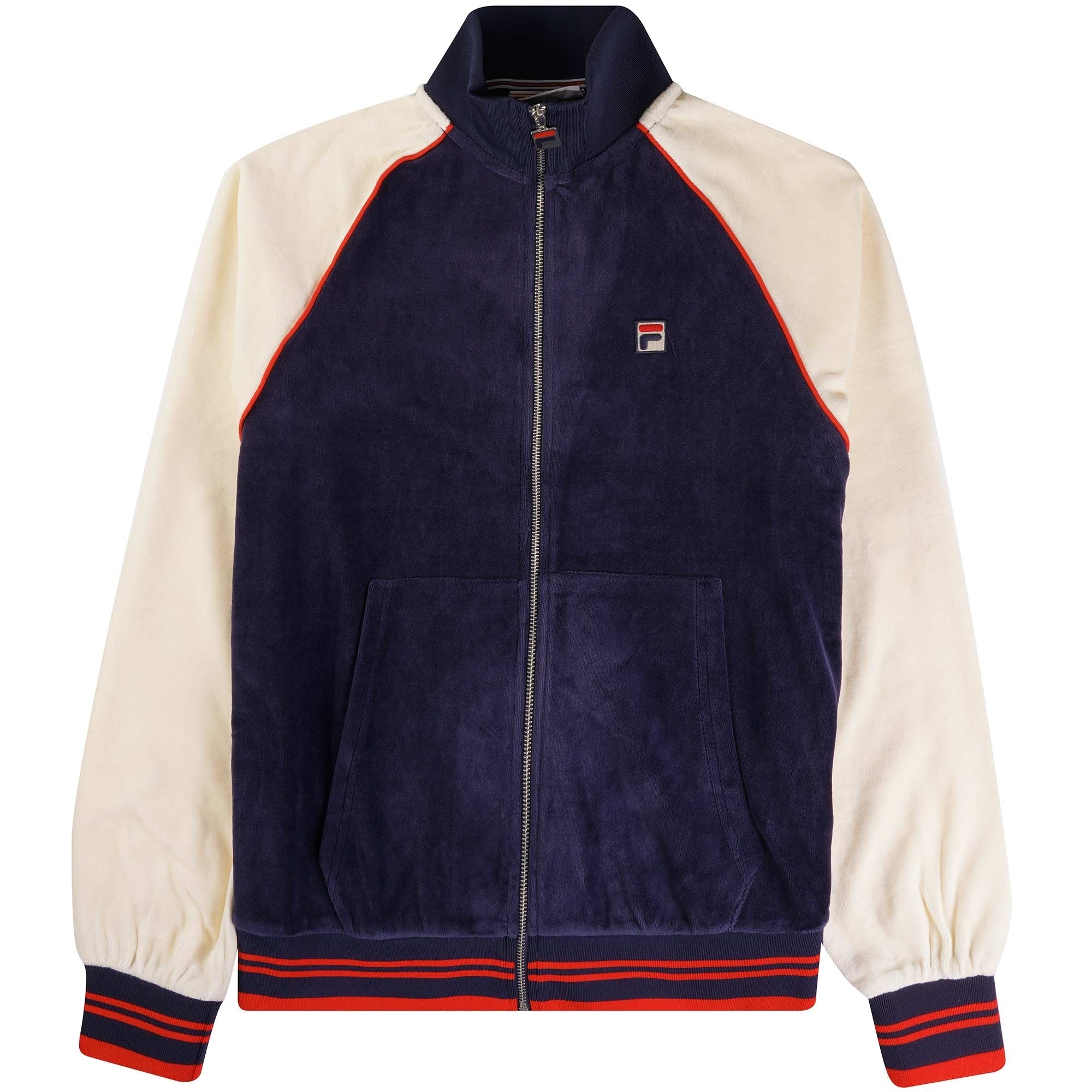 Fila Vintage Liston Colour Block Velour Track Top - Navy/Gardenia