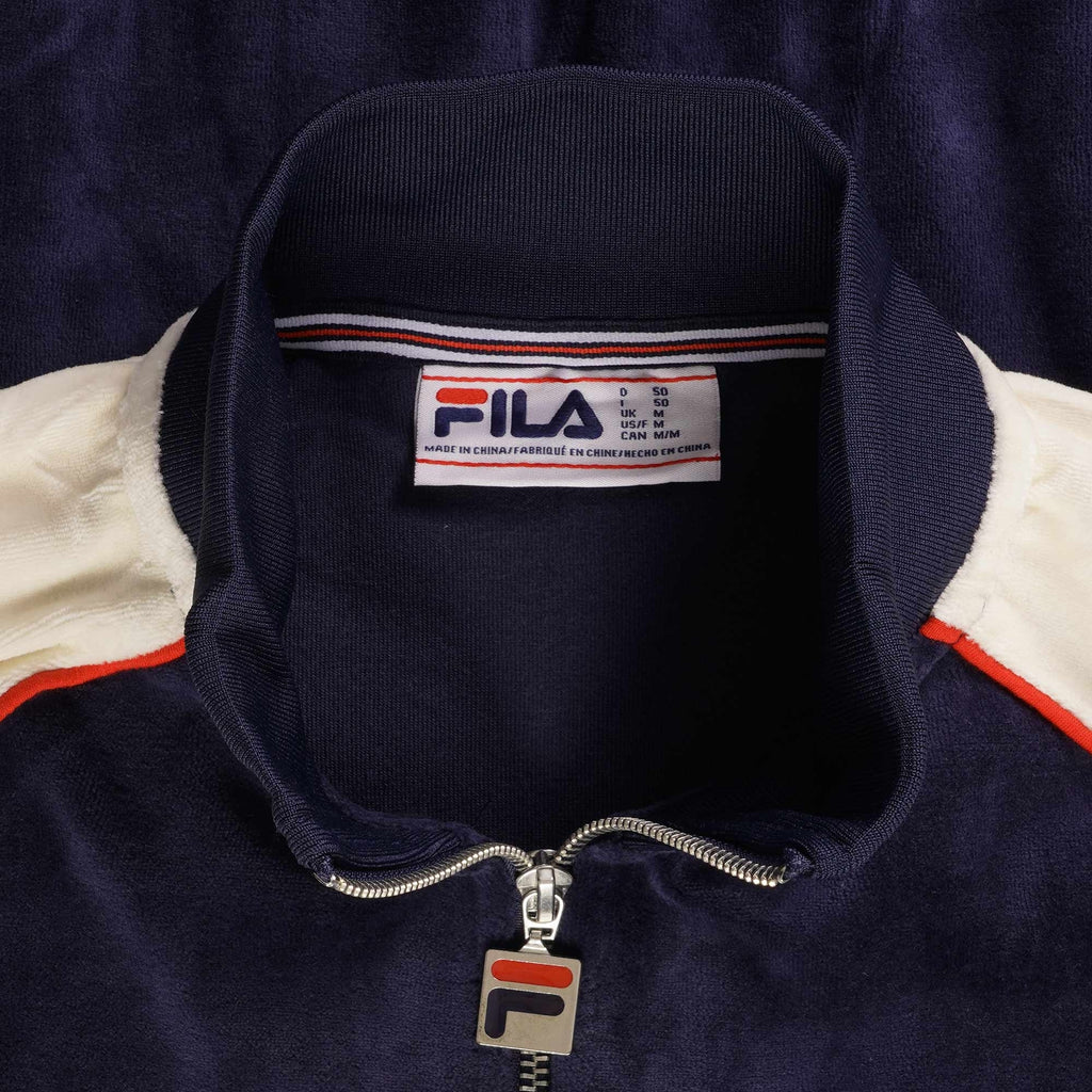 Fila Vintage Liston Colour Block Velour Track Top - Navy/Gardenia