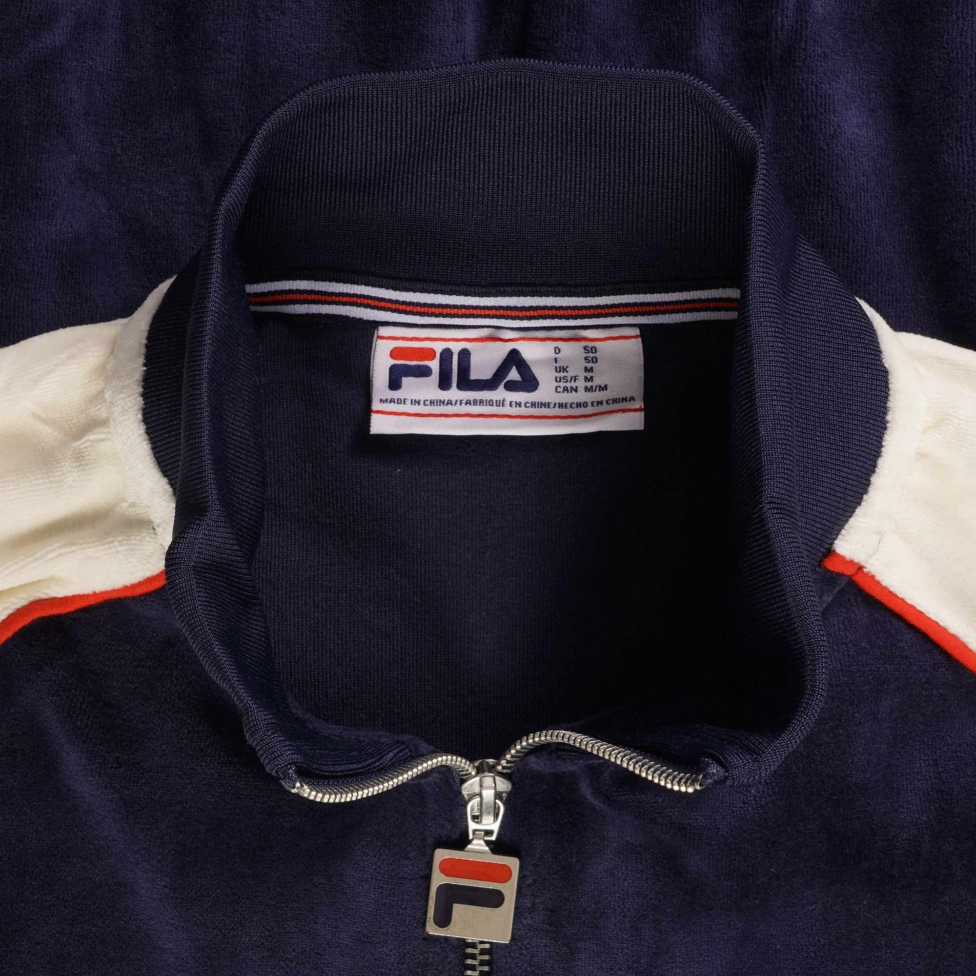 Fila Vintage Liston Colour Block Velour Track Top - Navy/Gardenia