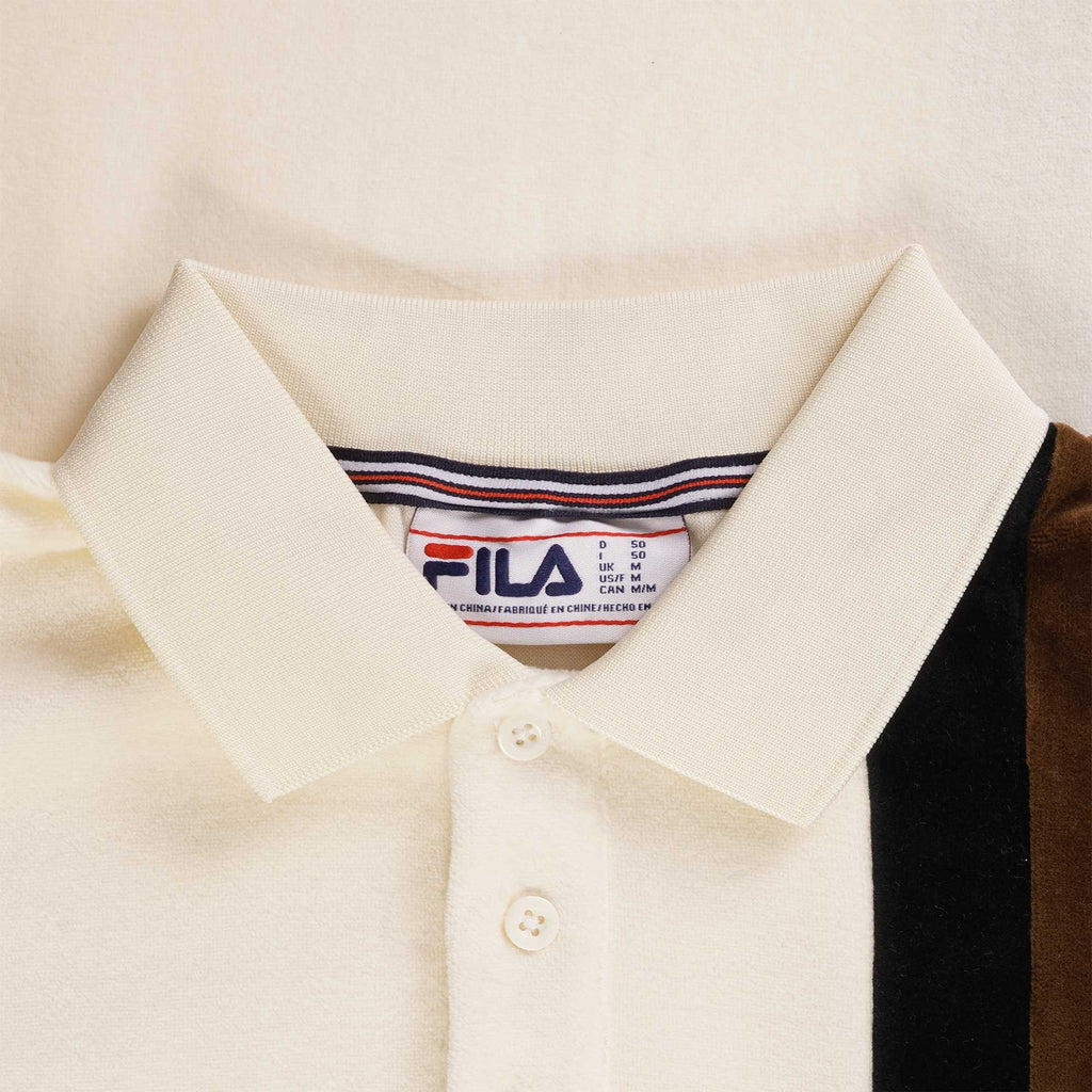 Fila Vintage Terra Colour Blocked Velour Polo - Gardenia