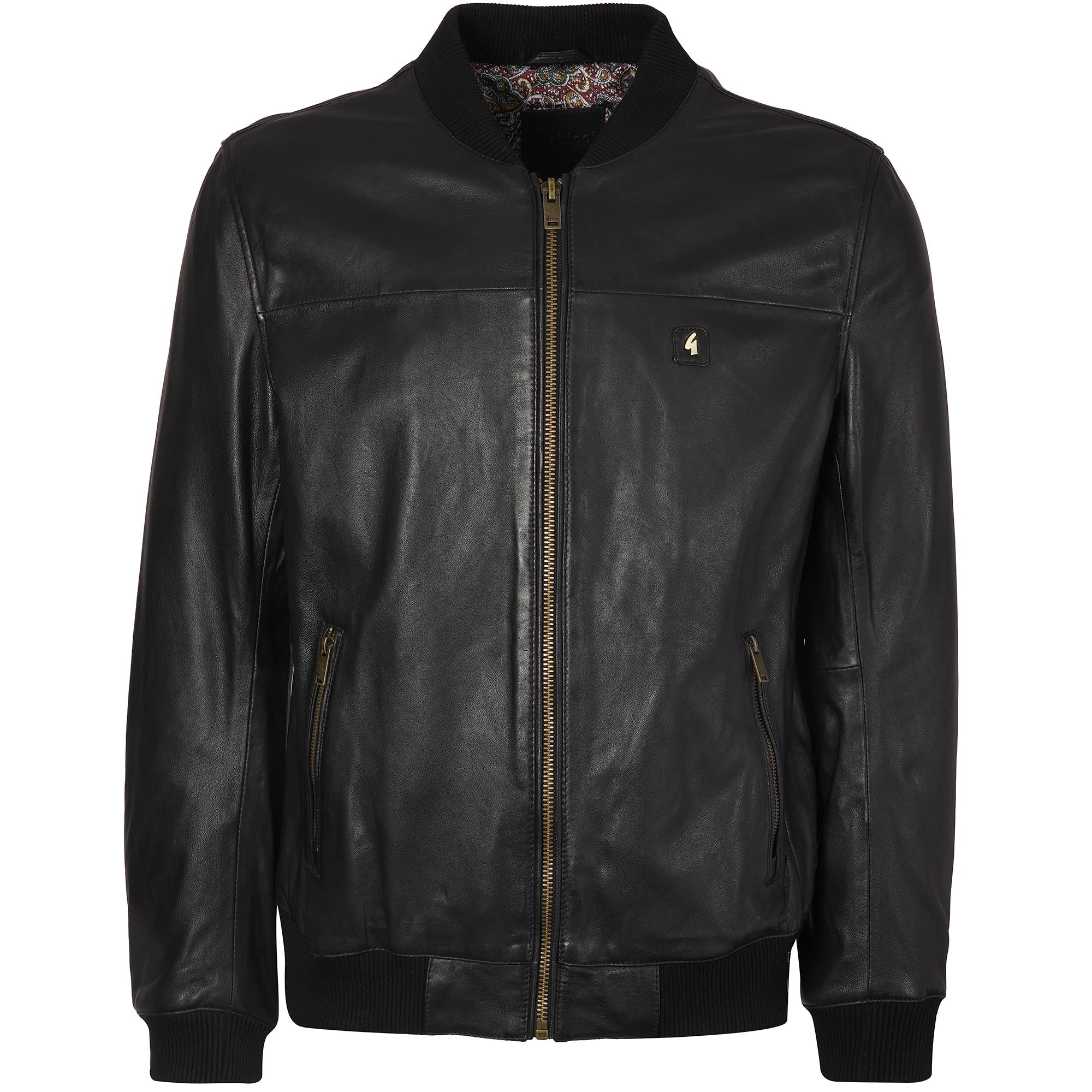 Gabicci Vintage Leather Bomber Jacket - Black