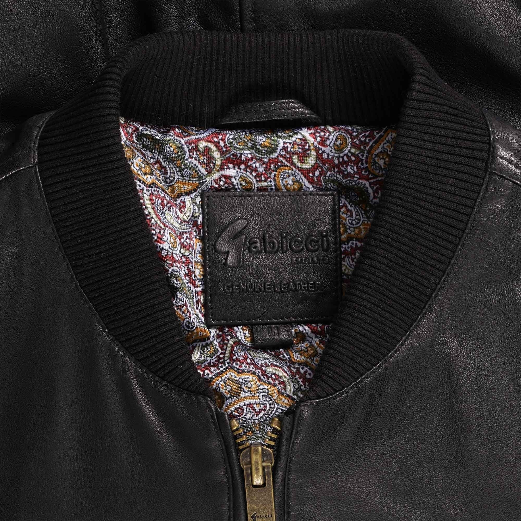 Gabicci Vintage Leather Bomber Jacket - Black