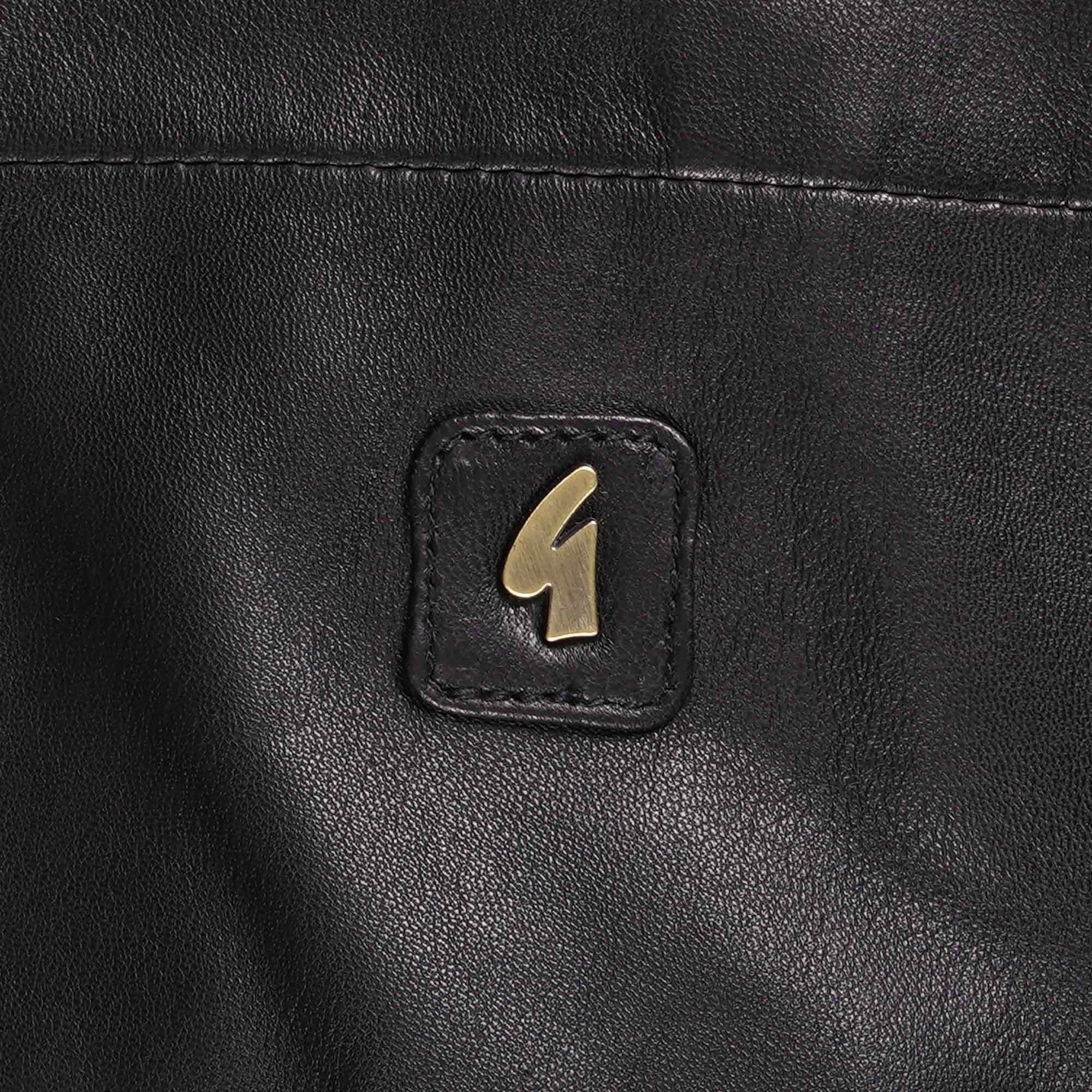 Gabicci Vintage Leather Bomber Jacket - Black