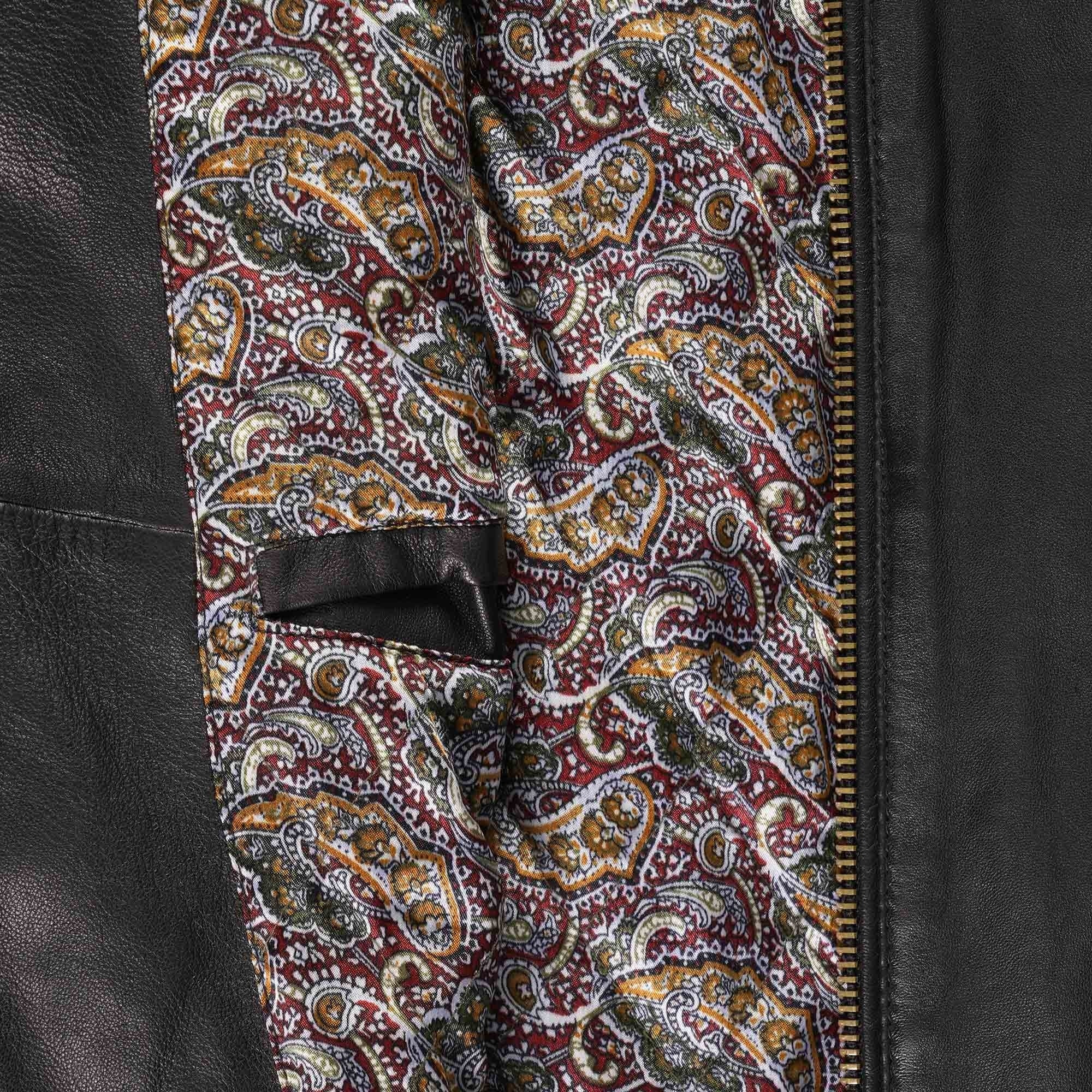 Gabicci Vintage Leather Bomber Jacket - Black
