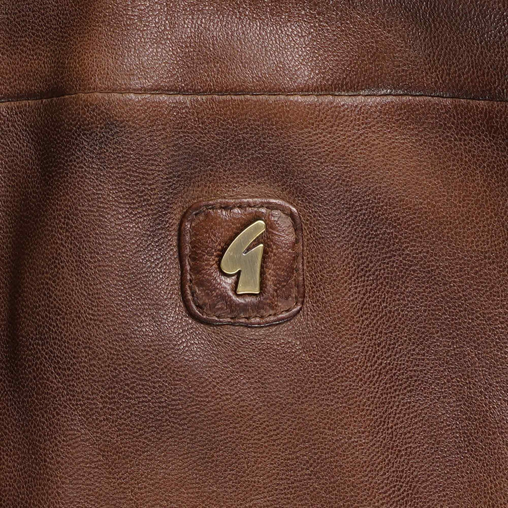 Gabicci Vintage Leather Bomber Jacket - Desert