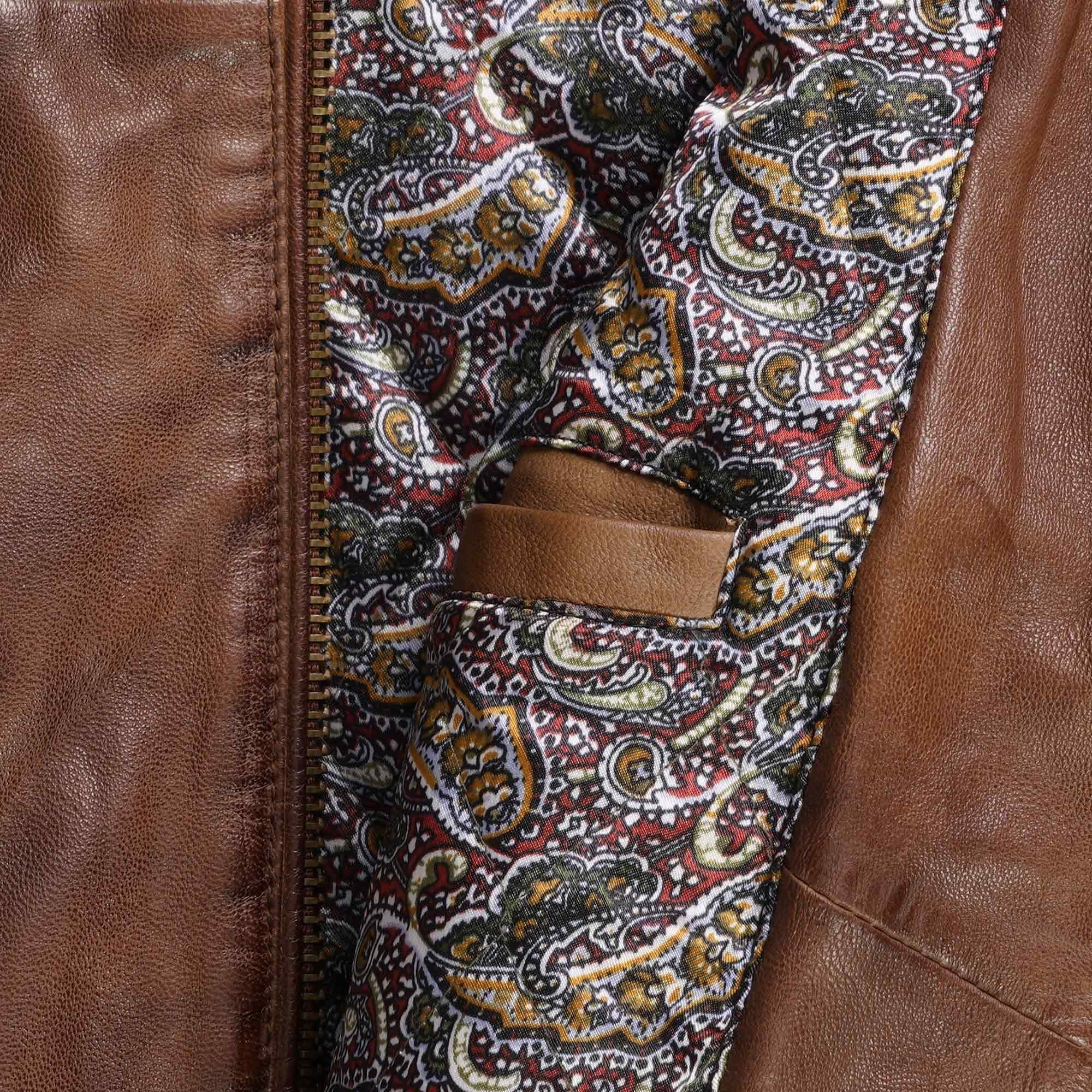 Gabicci Vintage Leather Bomber Jacket - Desert