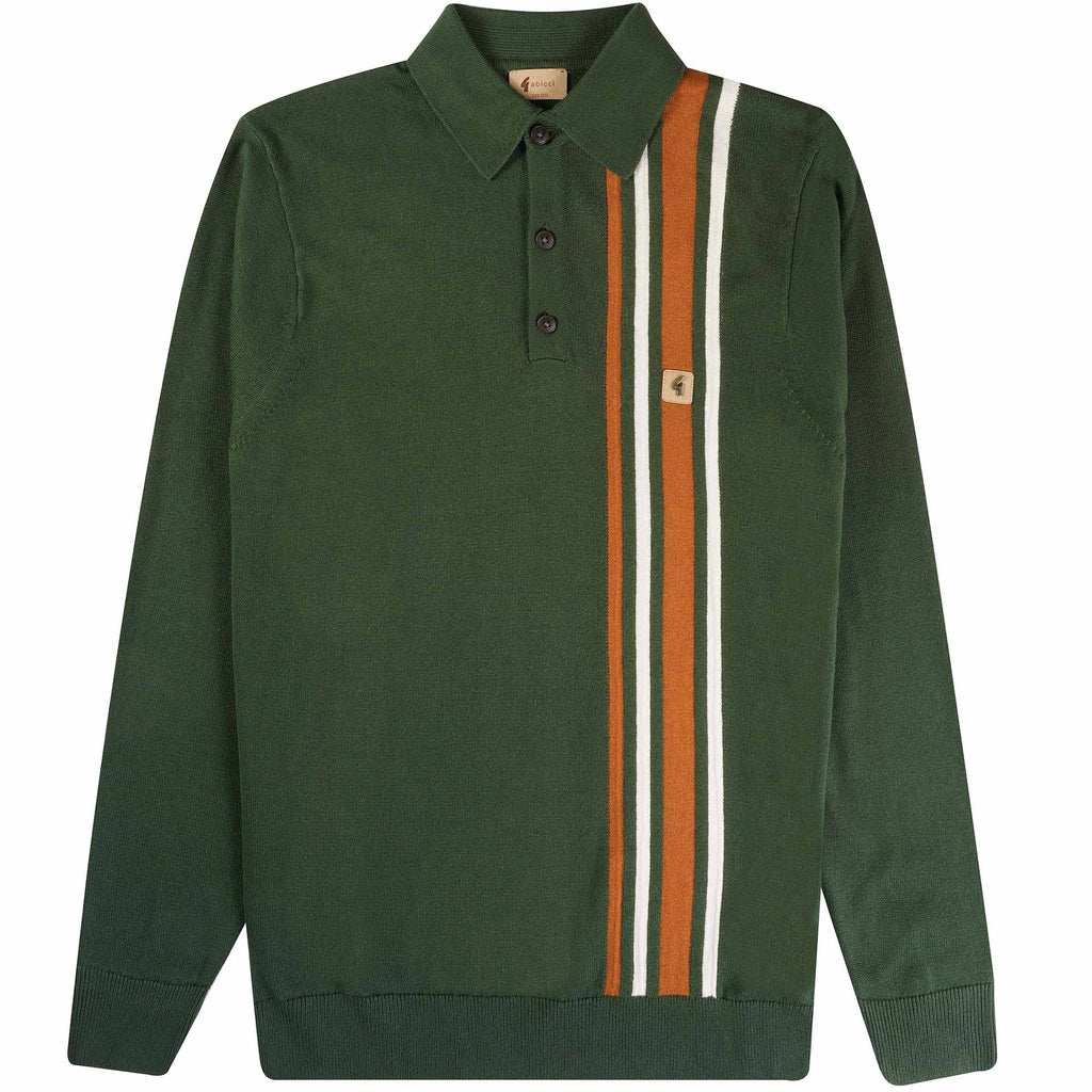 Gabicci Vintage Soda Long Sleeved Polo Shirt - Forest