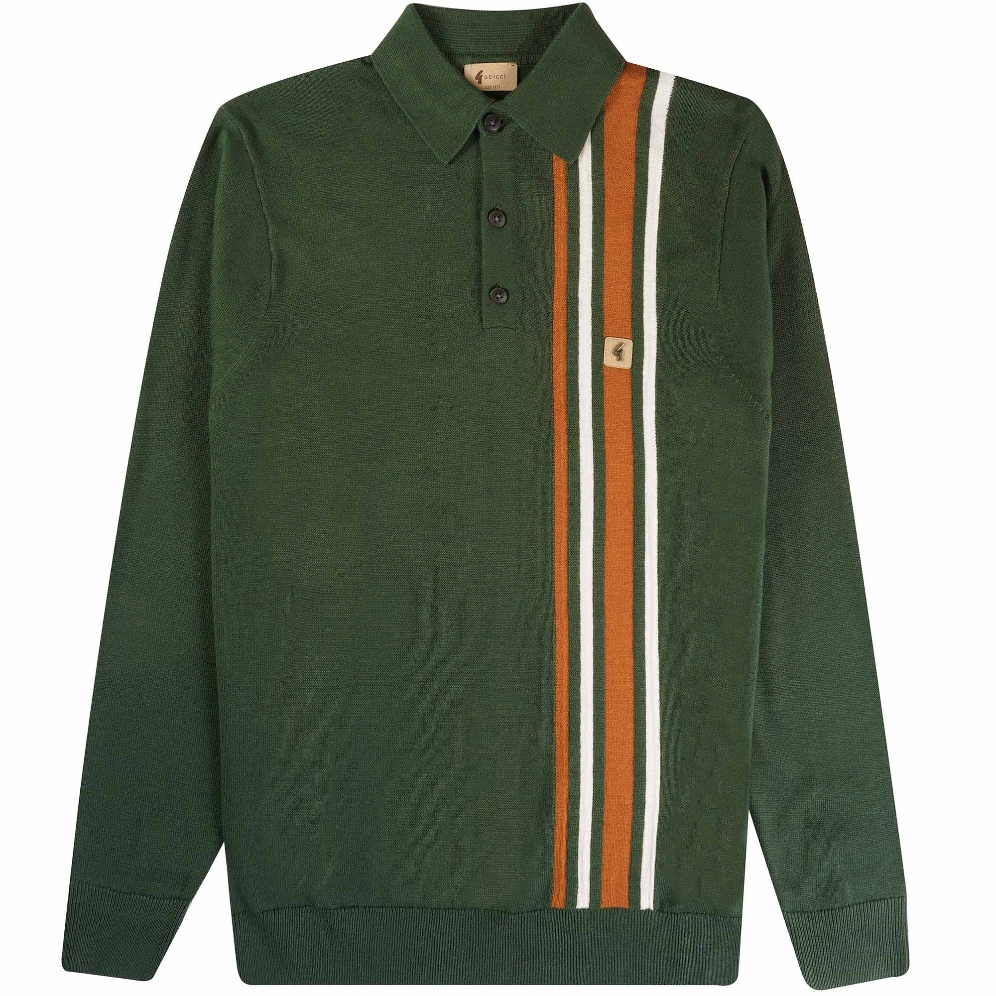 Gabicci Vintage Soda Long Sleeved Polo Shirt - Forest