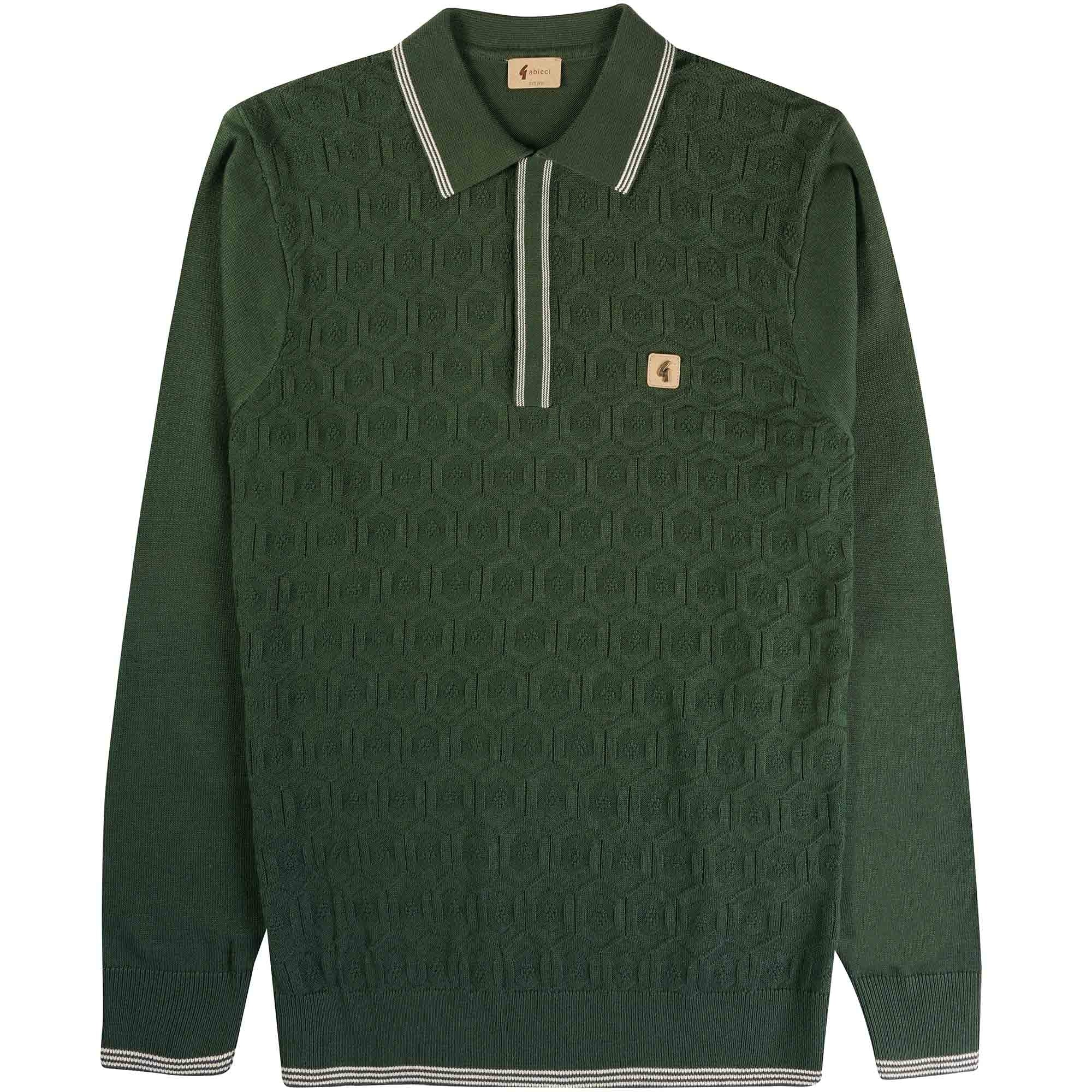 Gabicci Vintage Carlson Tonal Knit Polo Shirt - Forest