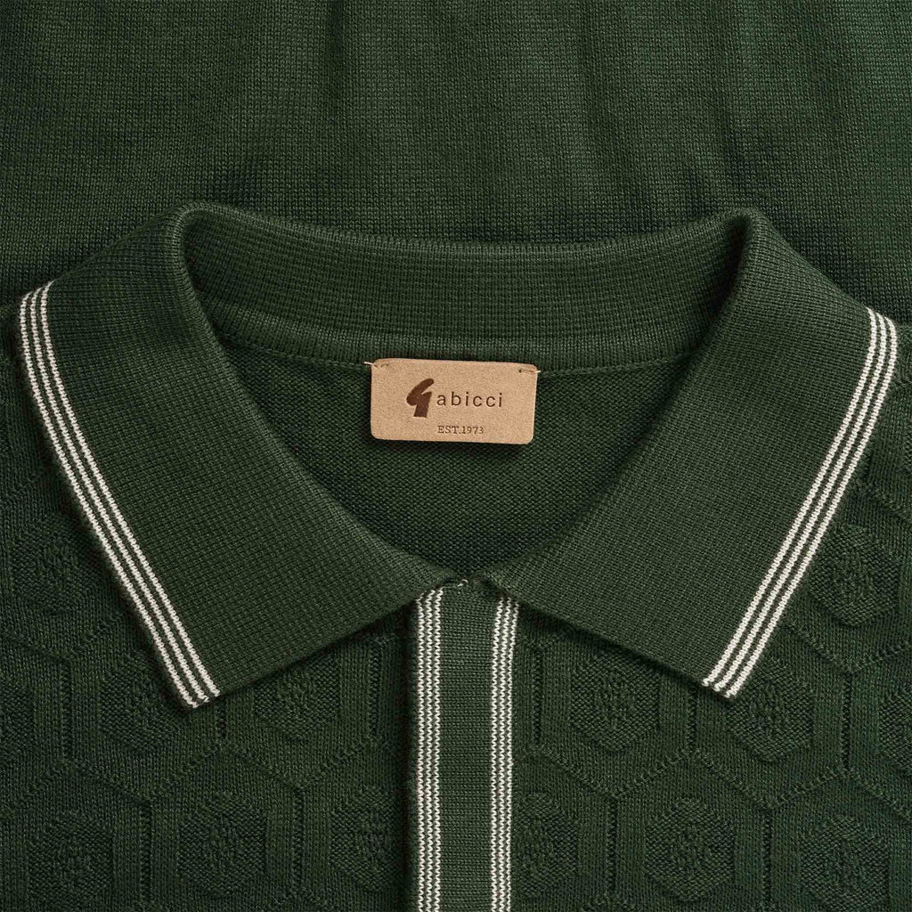 Gabicci Vintage Carlson Tonal Knit Polo Shirt - Forest