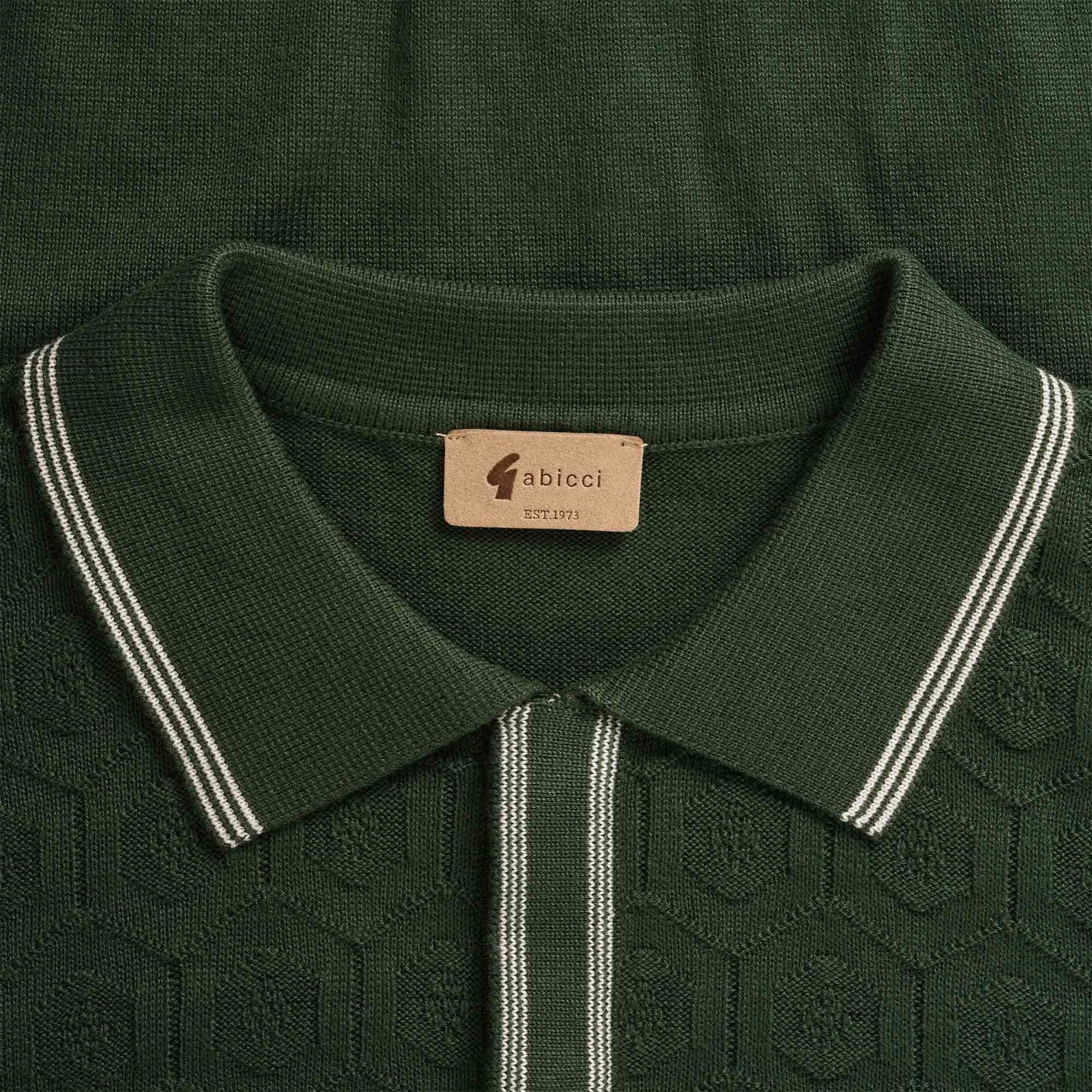 Gabicci Vintage Carlson Tonal Knit Polo Shirt - Forest