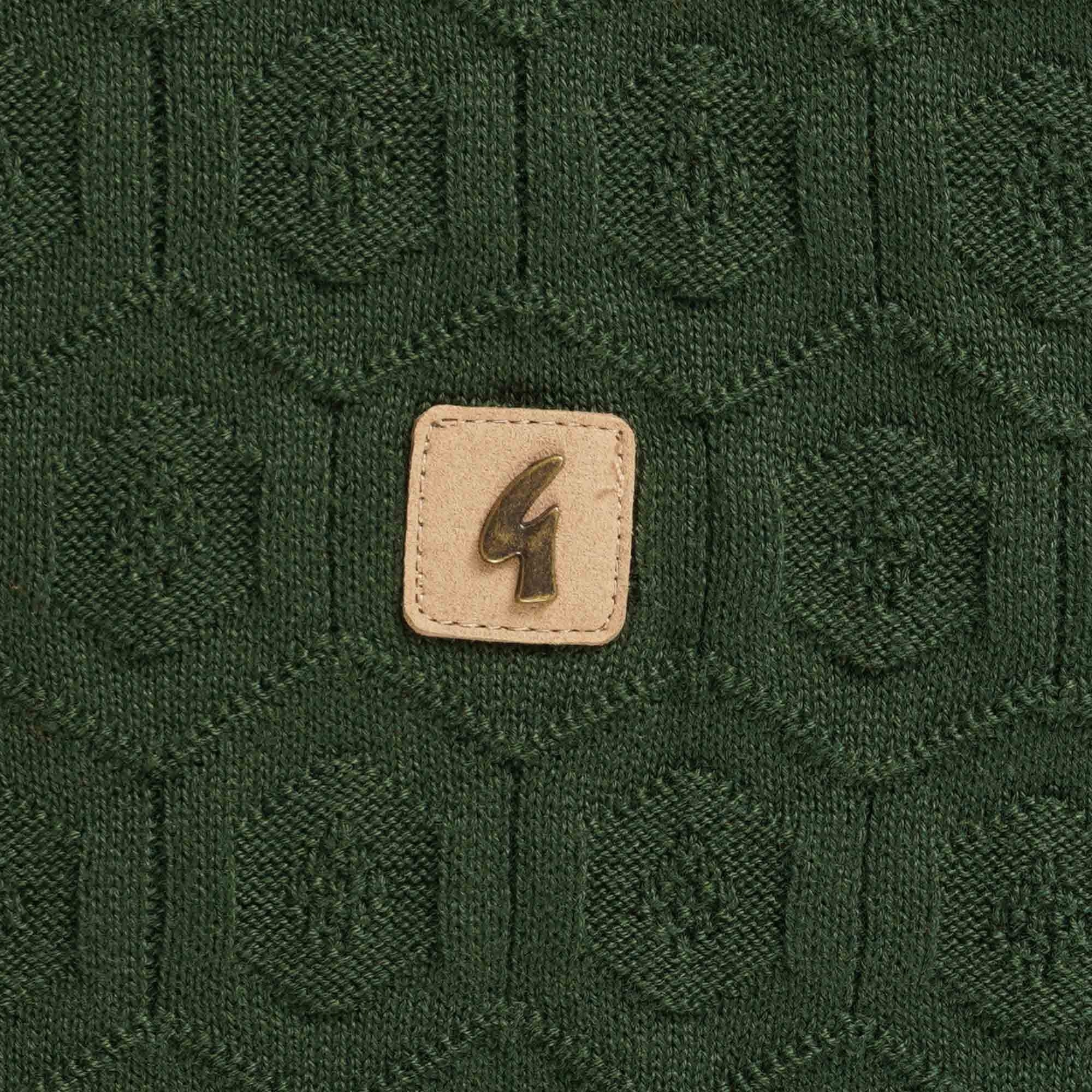 Gabicci Vintage Carlson Tonal Knit Polo Shirt - Forest
