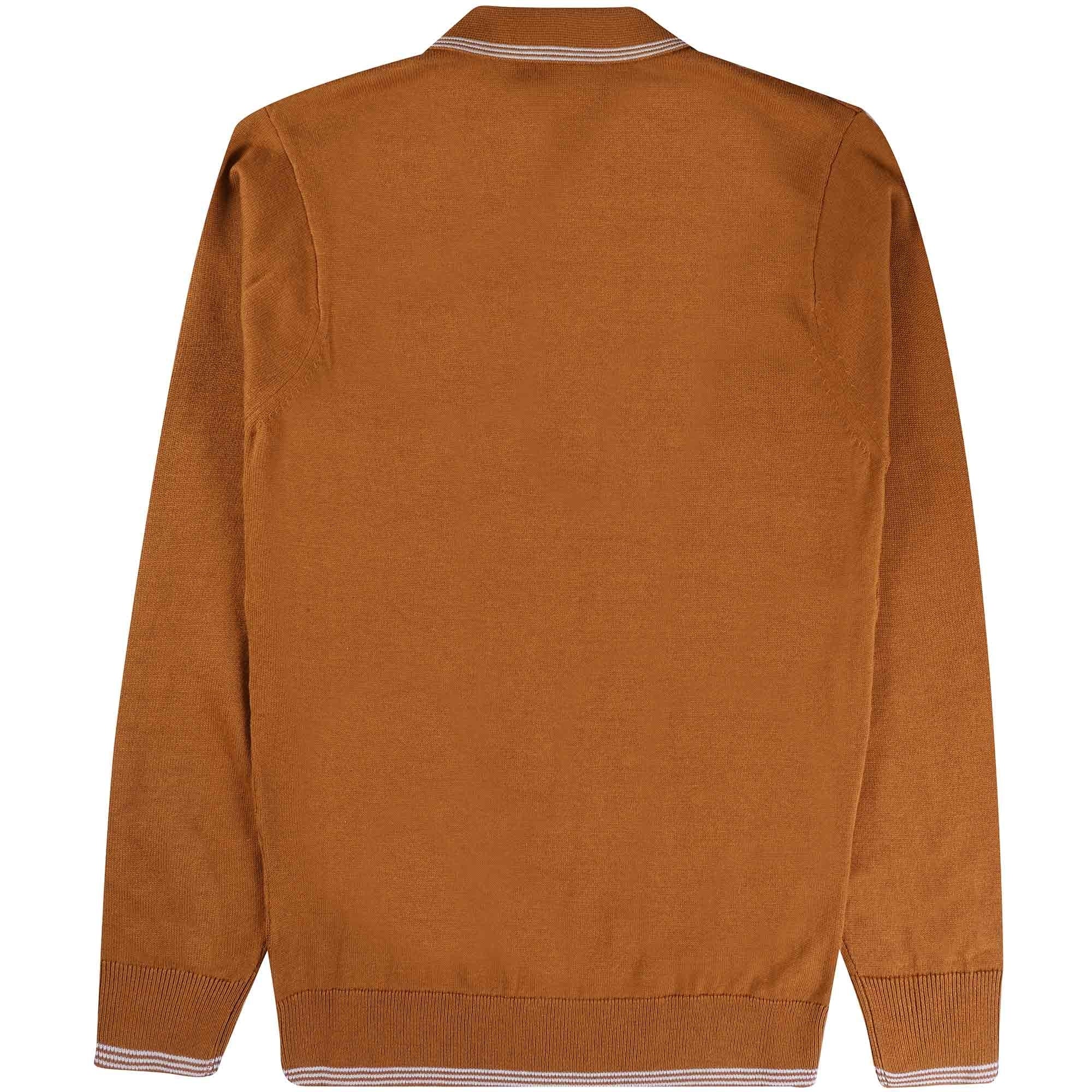 Gabicci Vintage Carlson Tonal Knit Polo Shirt - Toffee