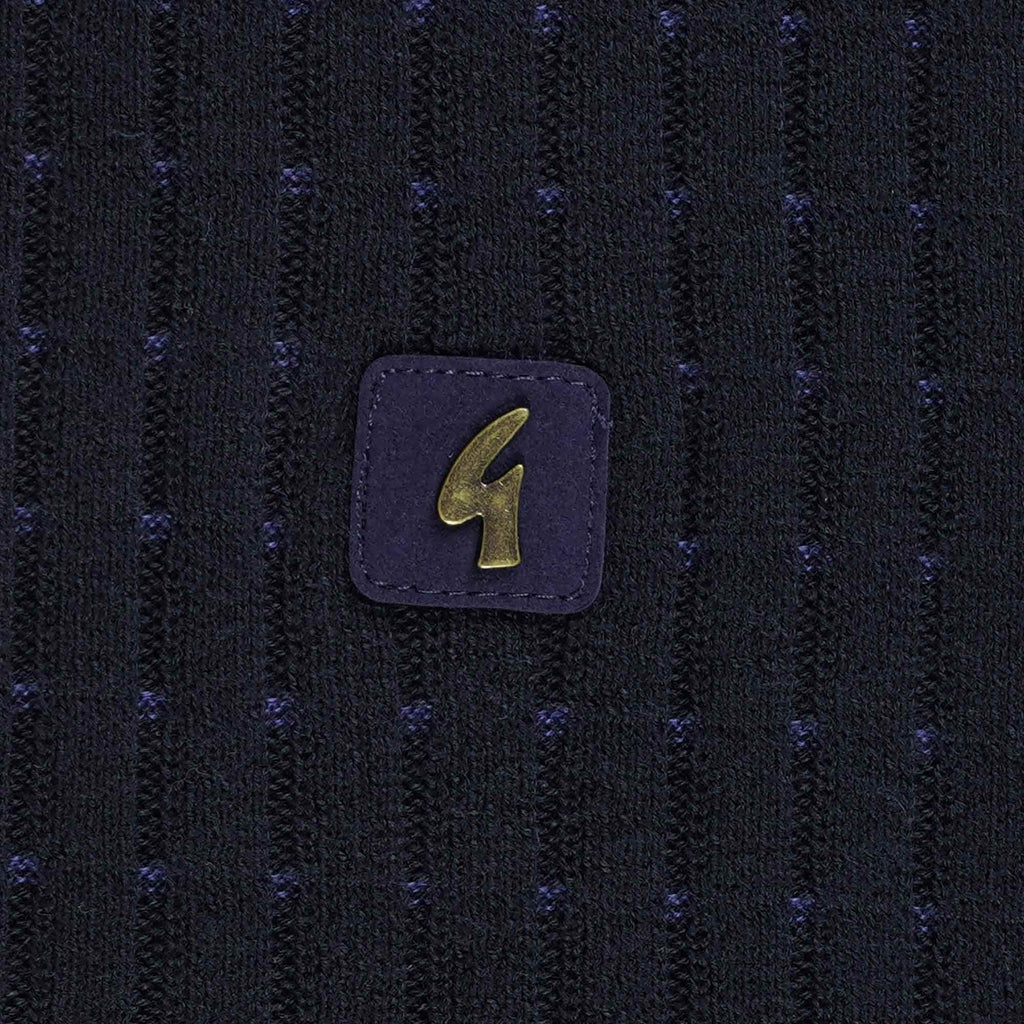 Gabicci Vintage Jura Long Sleeve Polo Shirt - Navy