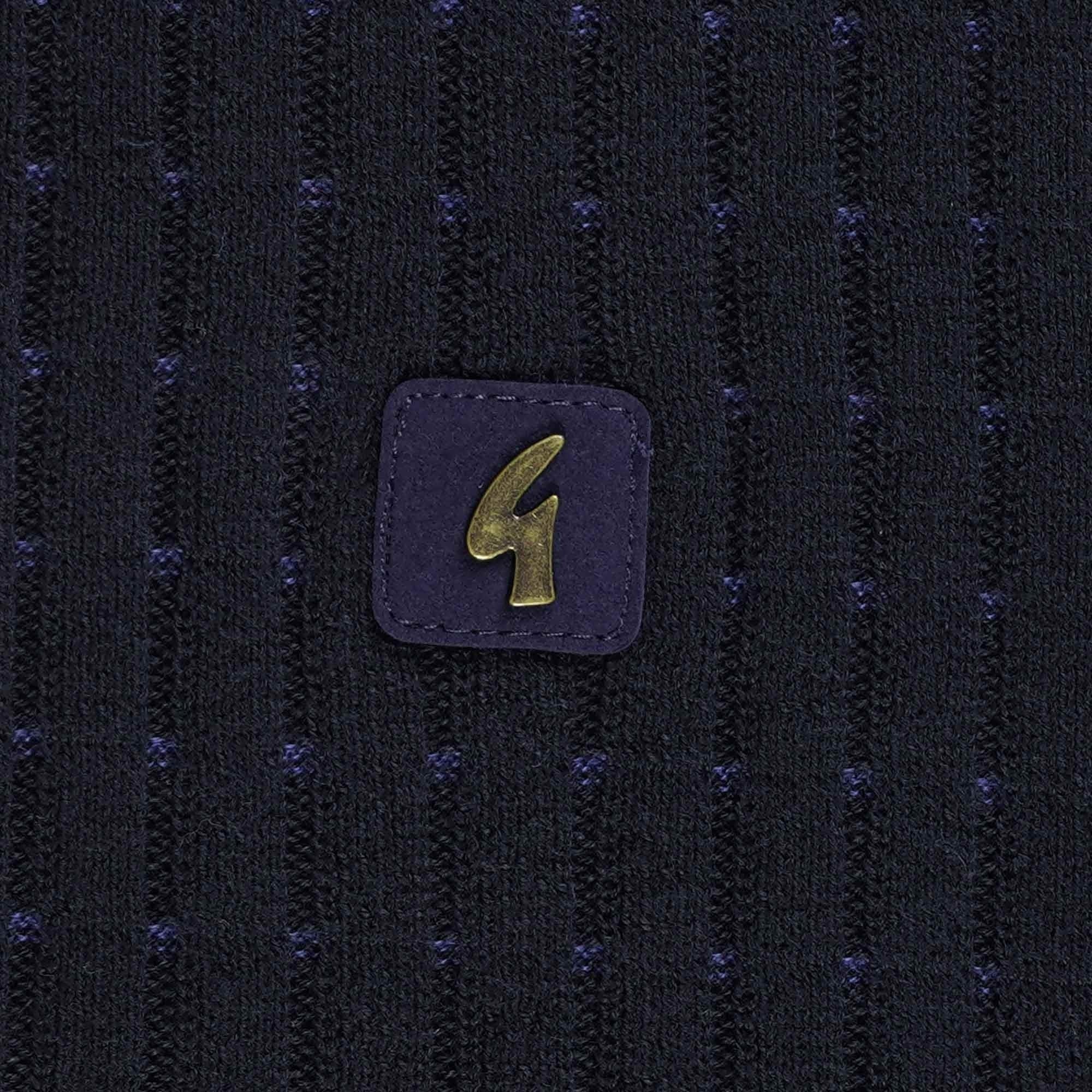 Gabicci Vintage Jura Long Sleeve Polo Shirt - Navy