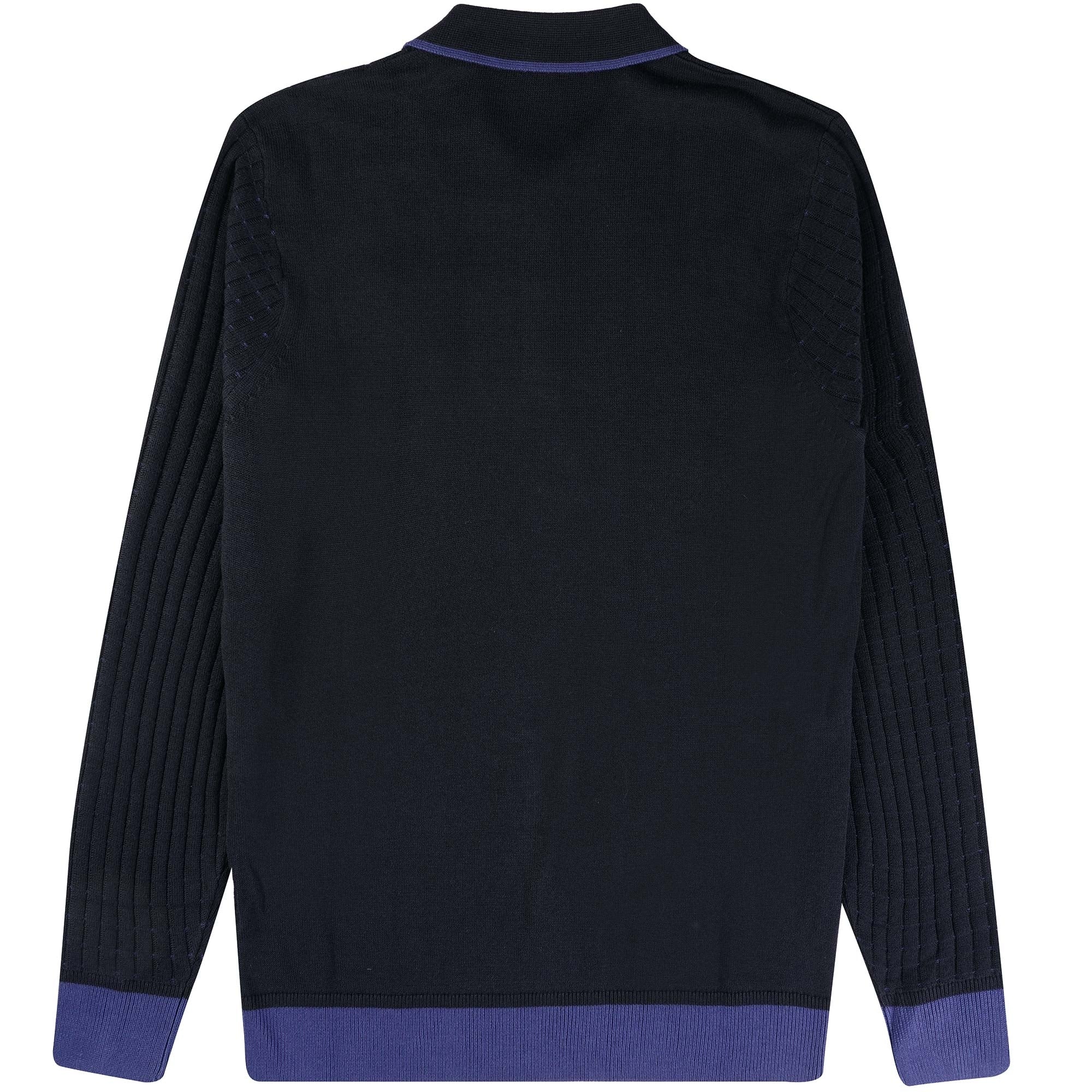 Gabicci Vintage Jura Long Sleeve Polo Shirt - Navy