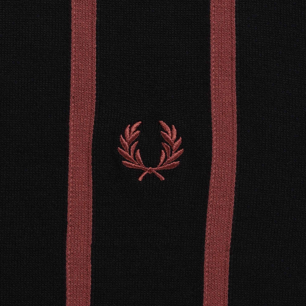 Fred Perry Vertical Stripe Knitted Shirt - Black