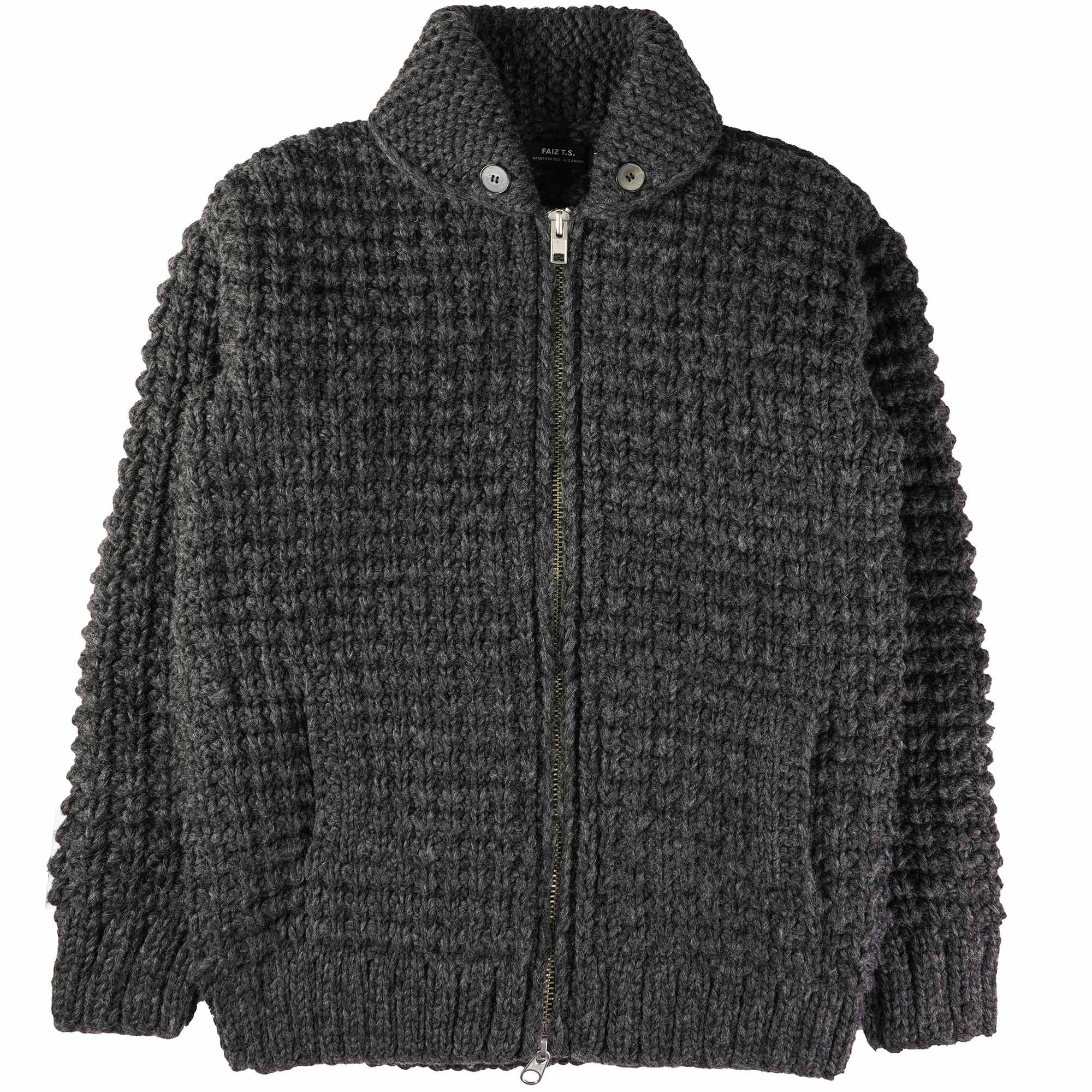 Faiz TS Hand Knitted  Waffle Oxford Cowichan - Grey