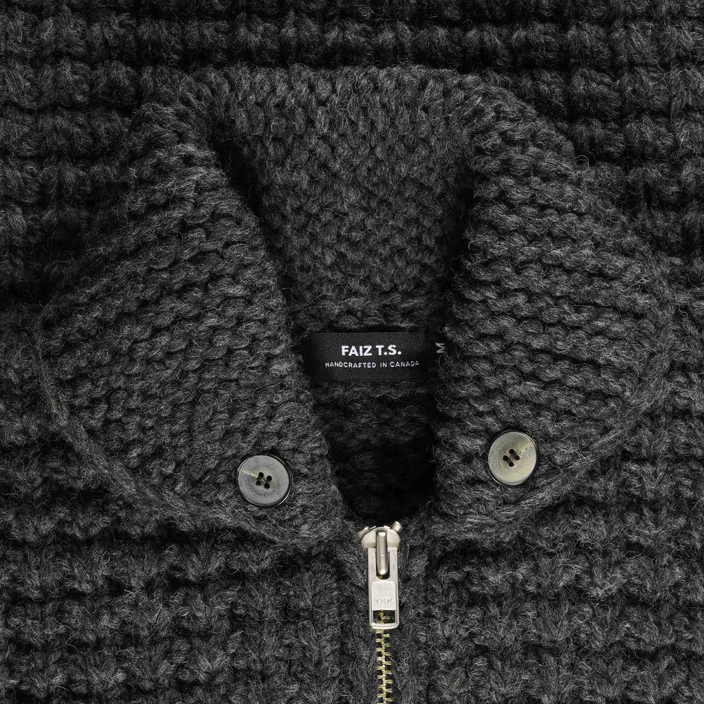 Faiz TS Hand Knitted  Waffle Oxford Cowichan - Grey