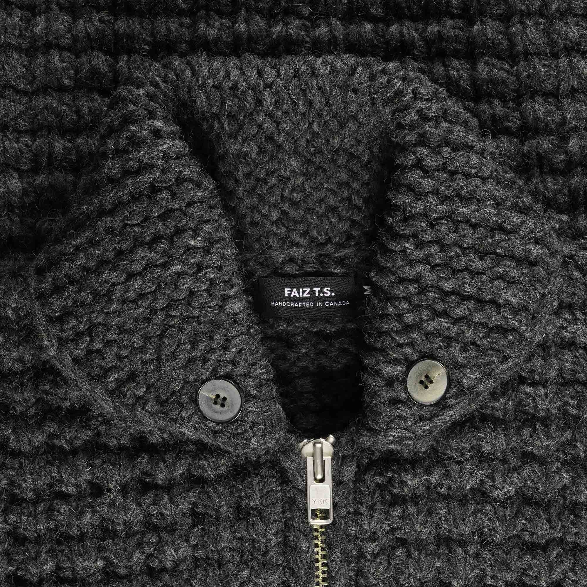 Faiz TS Hand Knitted  Waffle Oxford Cowichan - Grey