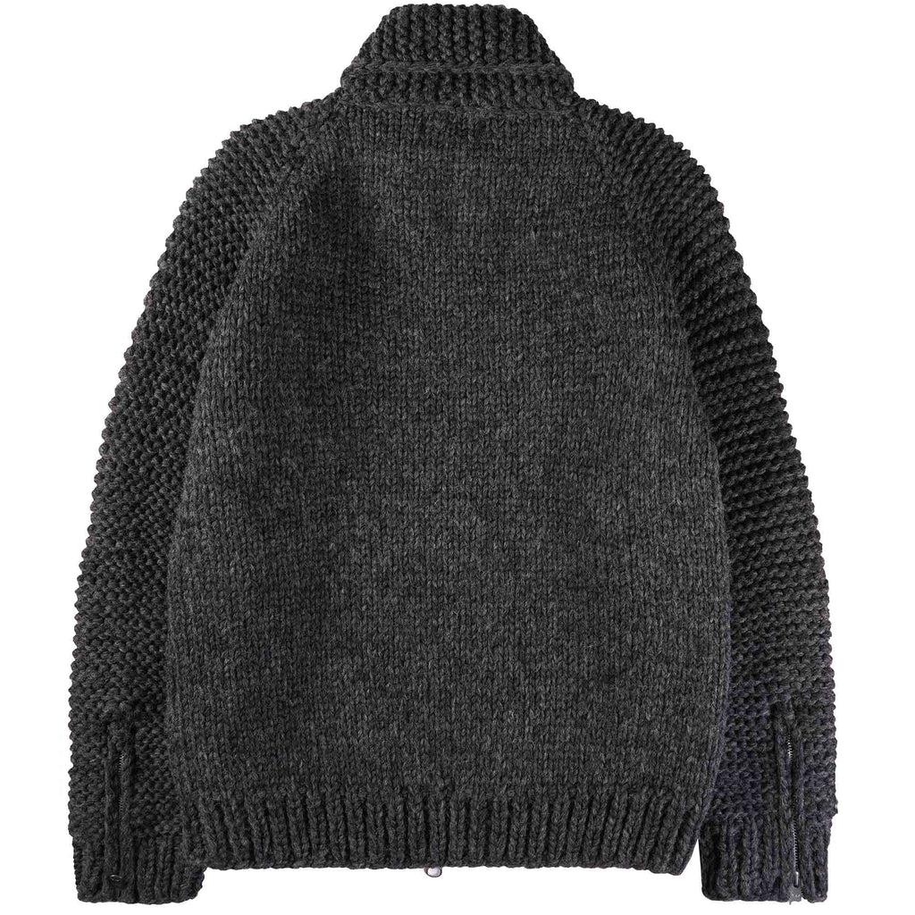 Faiz TS Heavy Weight Hand Knitted  Moto Knit Sweater - Charcoal Grey
