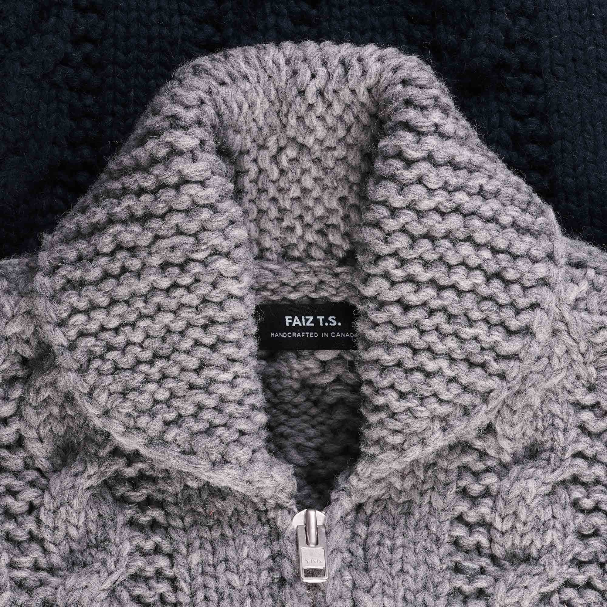 Faiz TS Fisherman Hand Knitted Cardigan - Ink and Grey