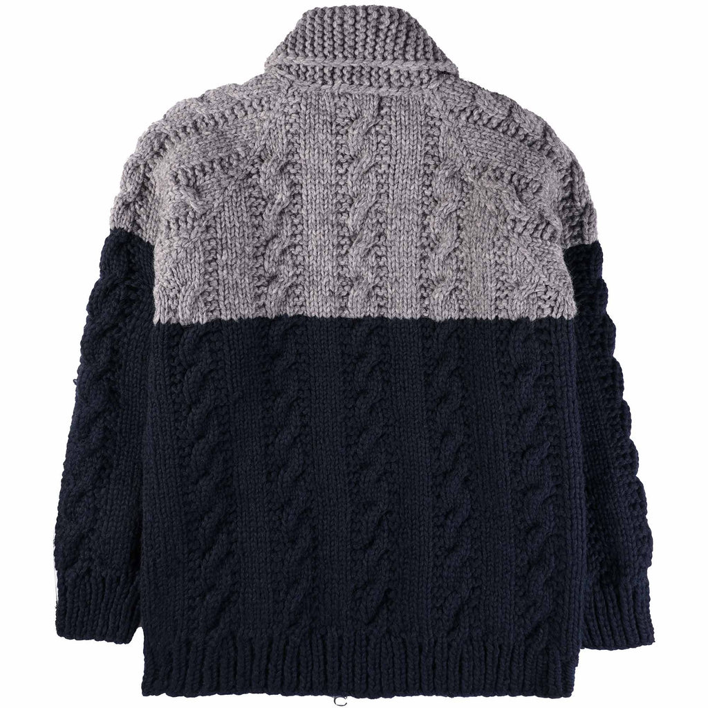 Faiz TS Fisherman Hand Knitted Cardigan - Ink and Grey