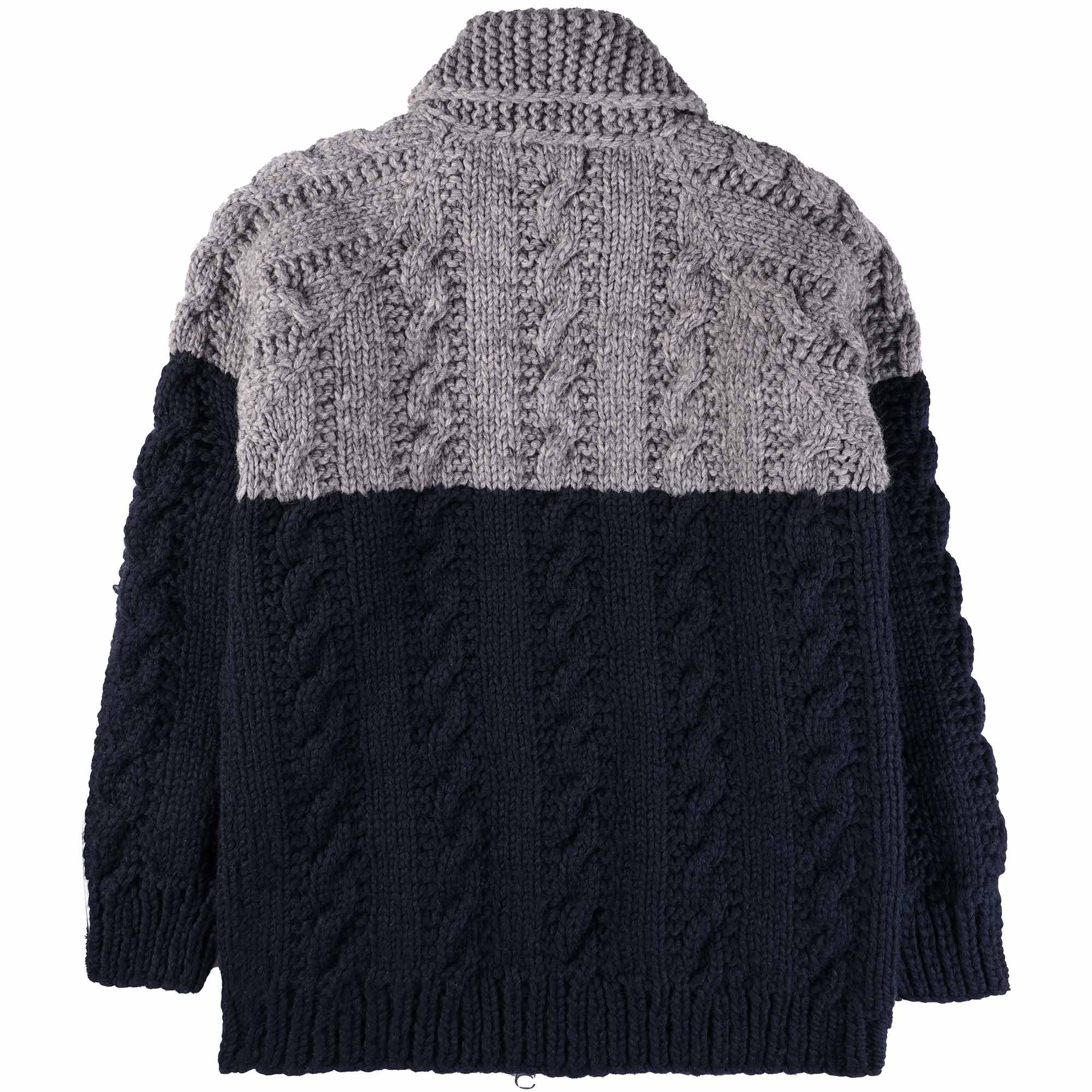 Faiz TS Fisherman Hand Knitted Cardigan - Ink and Grey