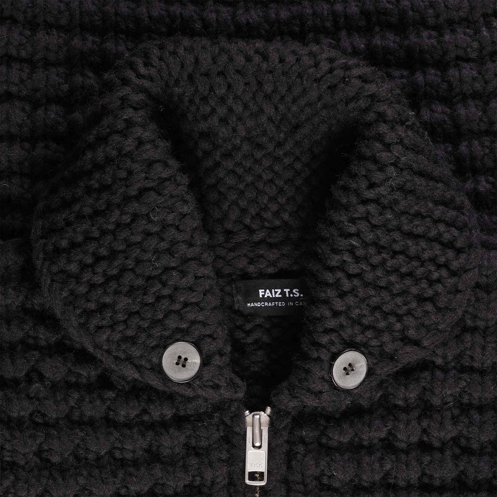 Faiz TS Hand Knitted Waffle Oxford Cowichan - Black