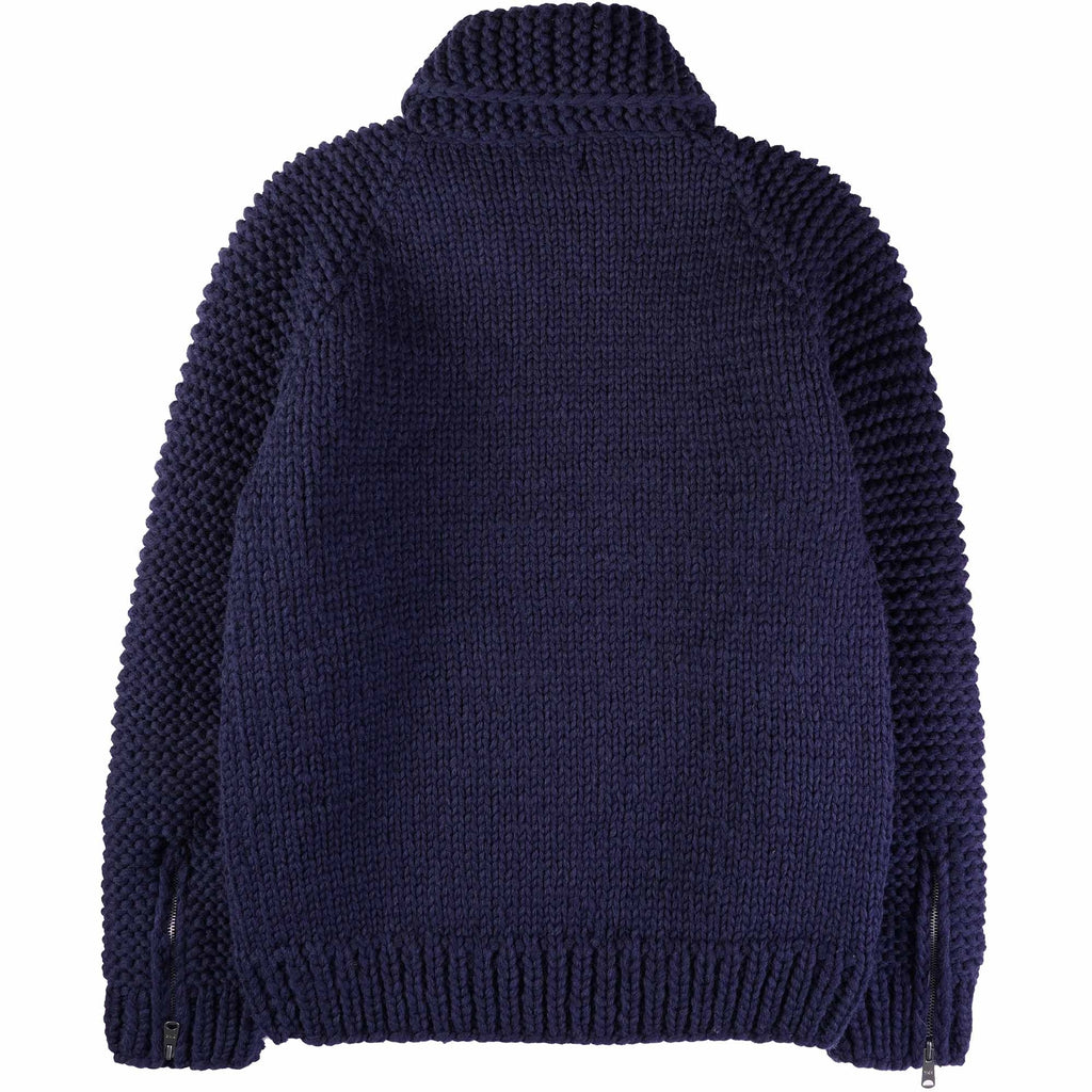 Faiz TS Heavy Weight Hand Knitted Moto Knit Sweater - Navy Blue