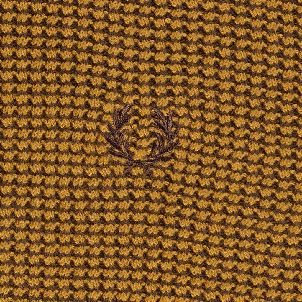 Fred Perry Textured Knitted Polo Shirt - Dark Caramel