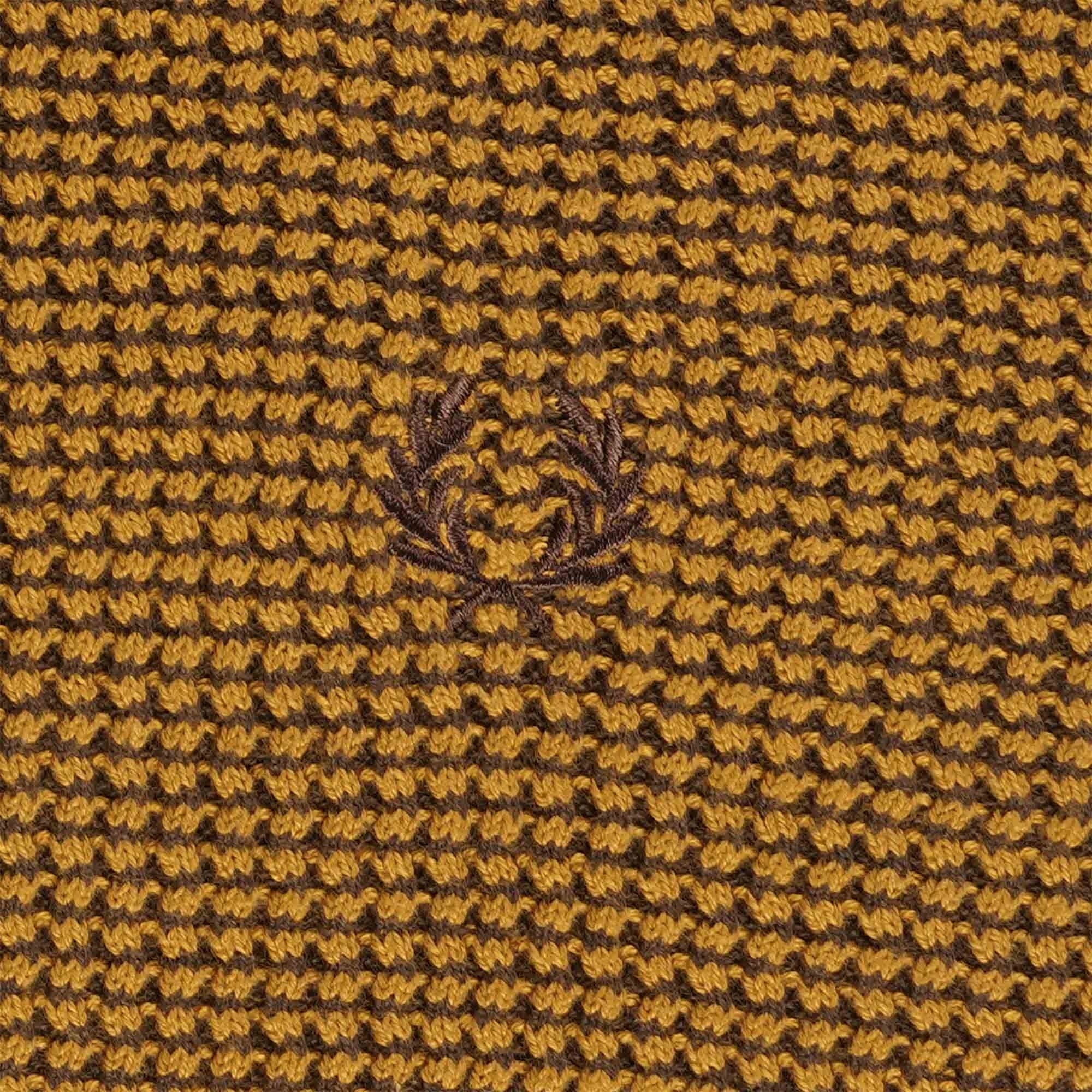 Fred Perry Textured Knitted Polo Shirt - Dark Caramel