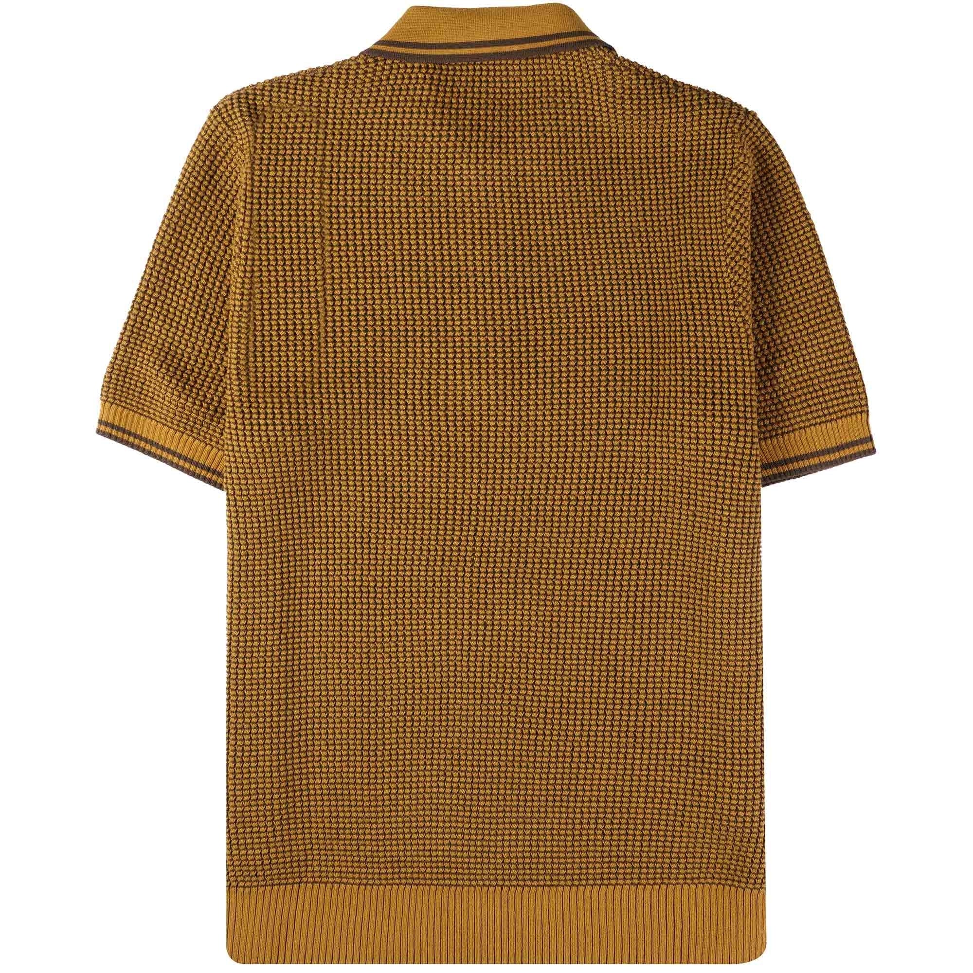 Fred Perry Textured Knitted Polo Shirt - Dark Caramel