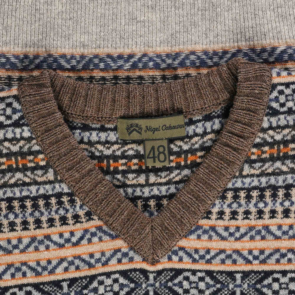 Nigel Cabourn Fairisle Knitted Vest - Grey