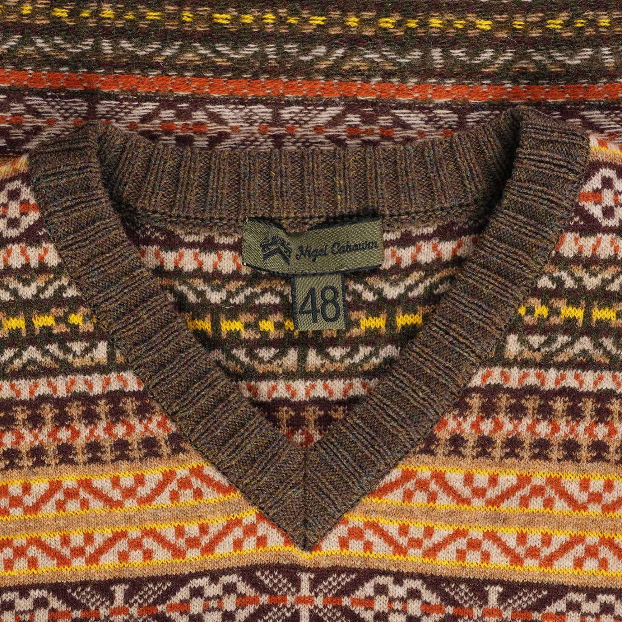 Nigel Cabourn Fairisle Knitted Vest - Brown