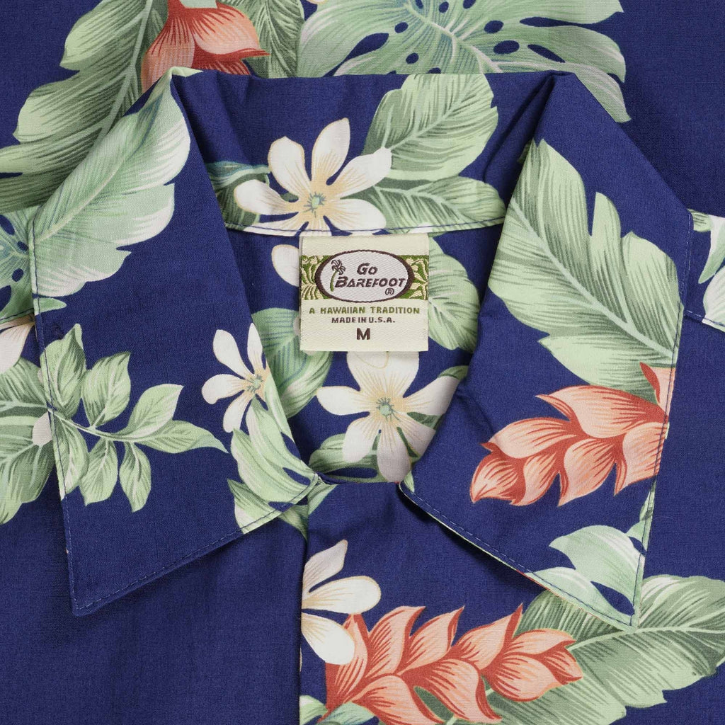 Go Barefoot Convertible-Collar Printed Cotton Shirt - Tiare Navy