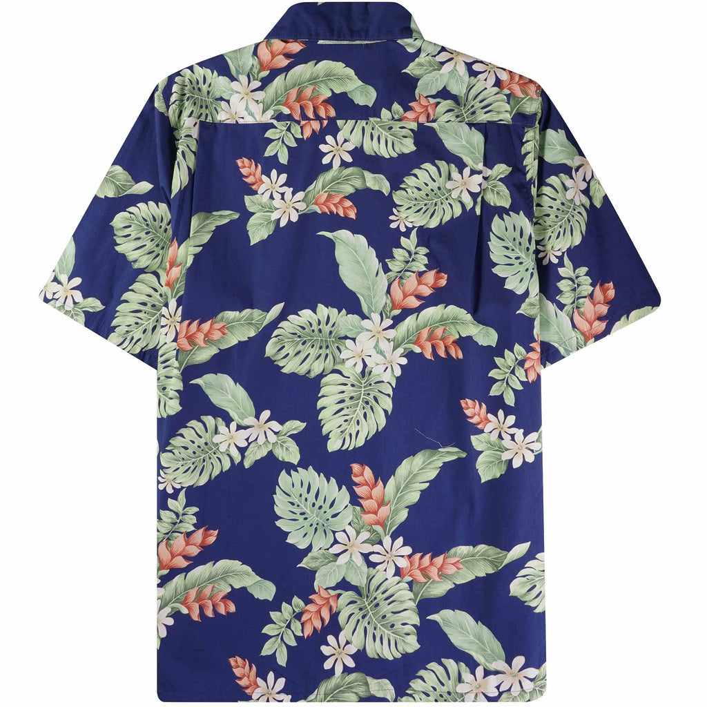 Go Barefoot Convertible-Collar Printed Cotton Shirt - Tiare Navy