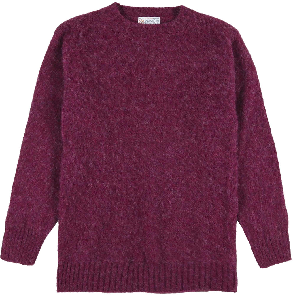 Shetland Woollen Co Shaggy Crew Knit - Raspberry