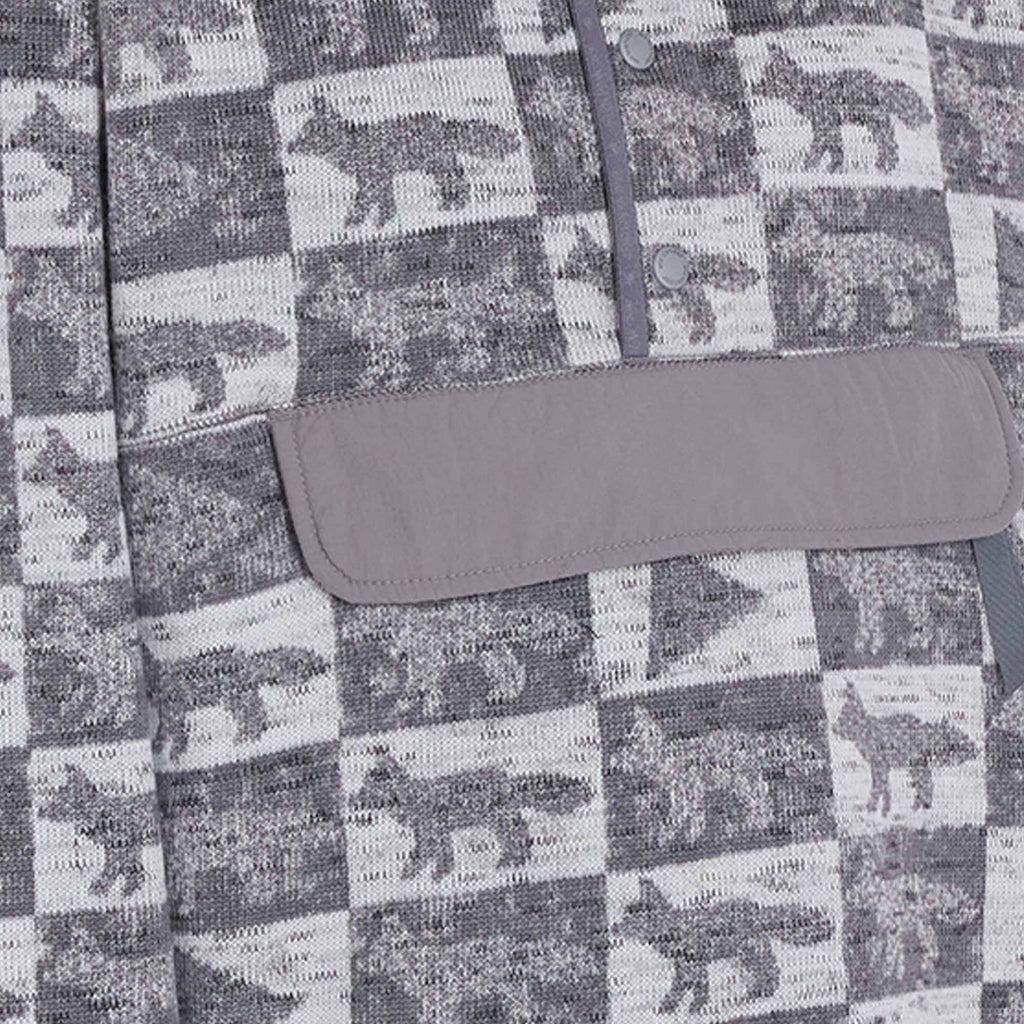 And Wander x Maison Kitsun Checkers Fleece Pullover - Gray