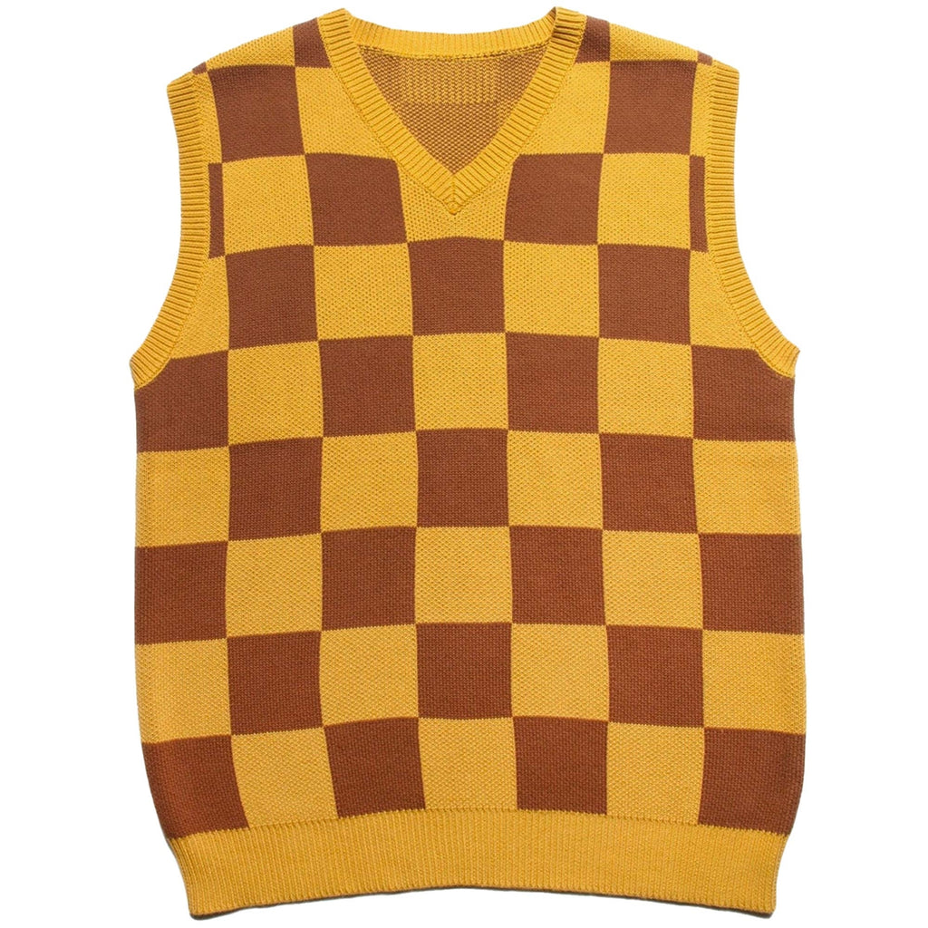 Service Works Checkerboard Knitted Vest - Pecan