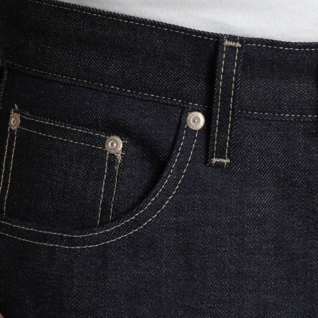 Naked and Famous Denim Strong Guy Fox Fibre Green Weft - Indigo