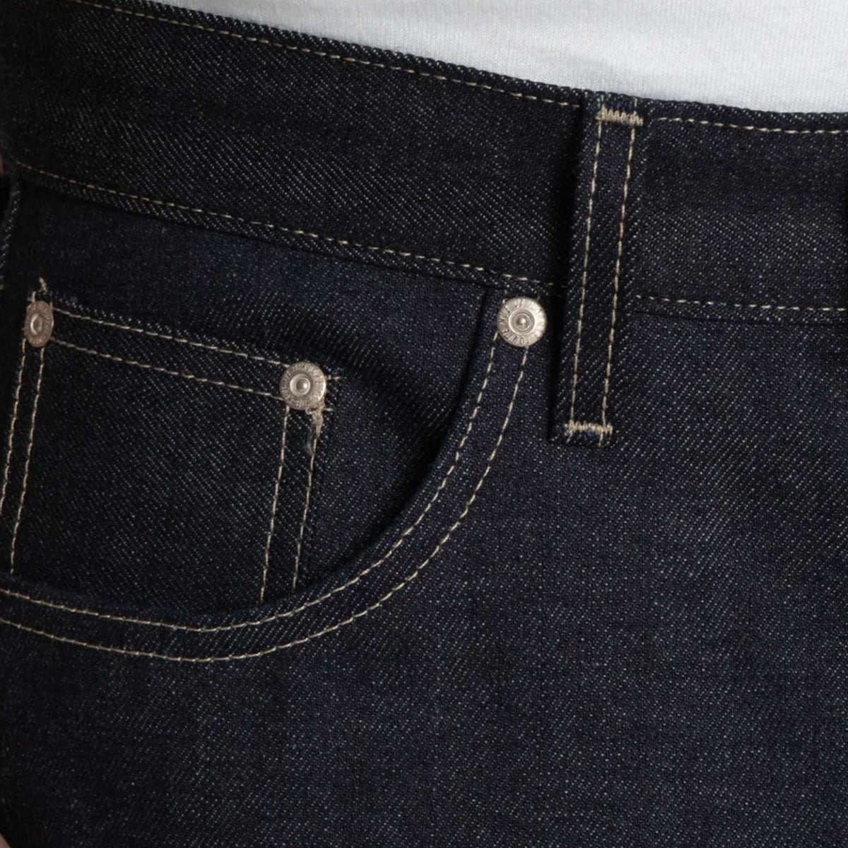 Naked and Famous Denim Strong Guy Fox Fibre Green Weft - Indigo