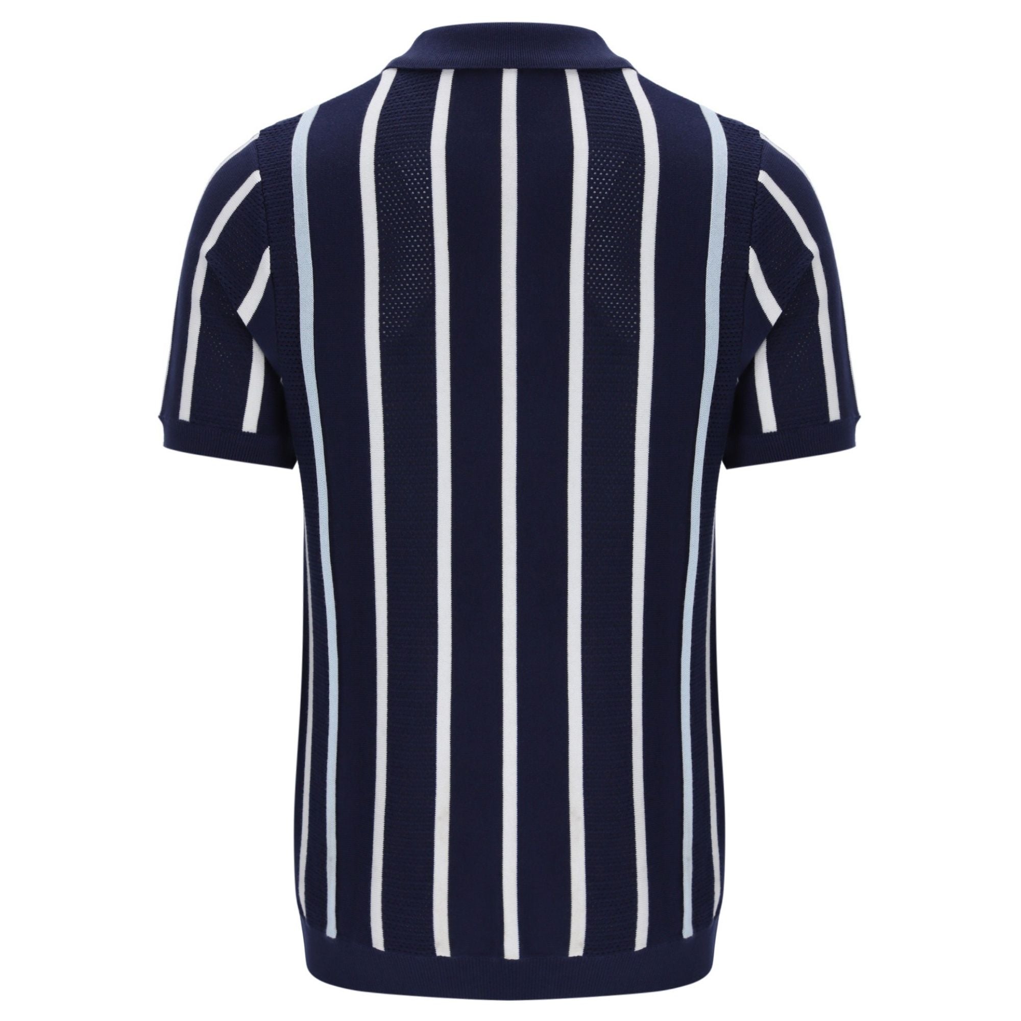Fila Vintage Giorgio Crochet Patchwork Knitted Polo Shirt - Fila Navy