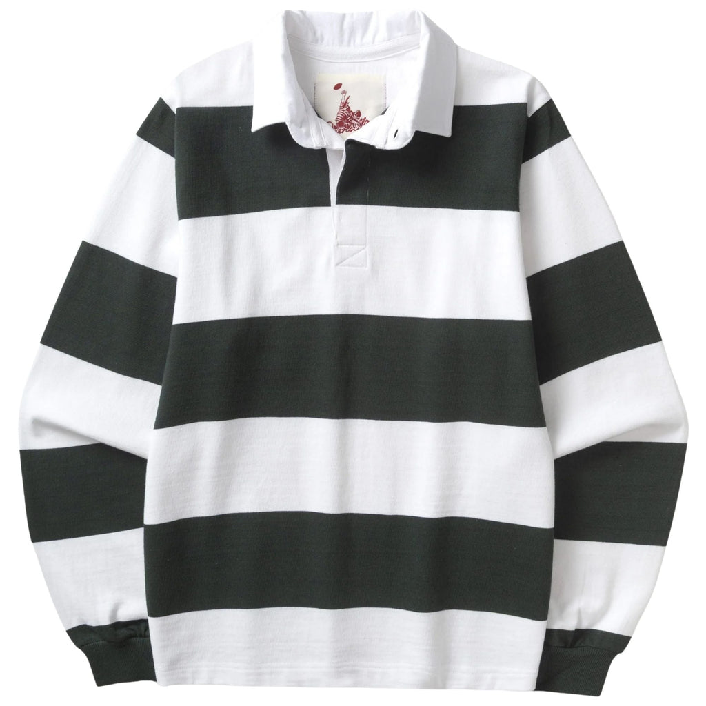 Opensider Classic Rugby Shirt - Green Wide-Stripe