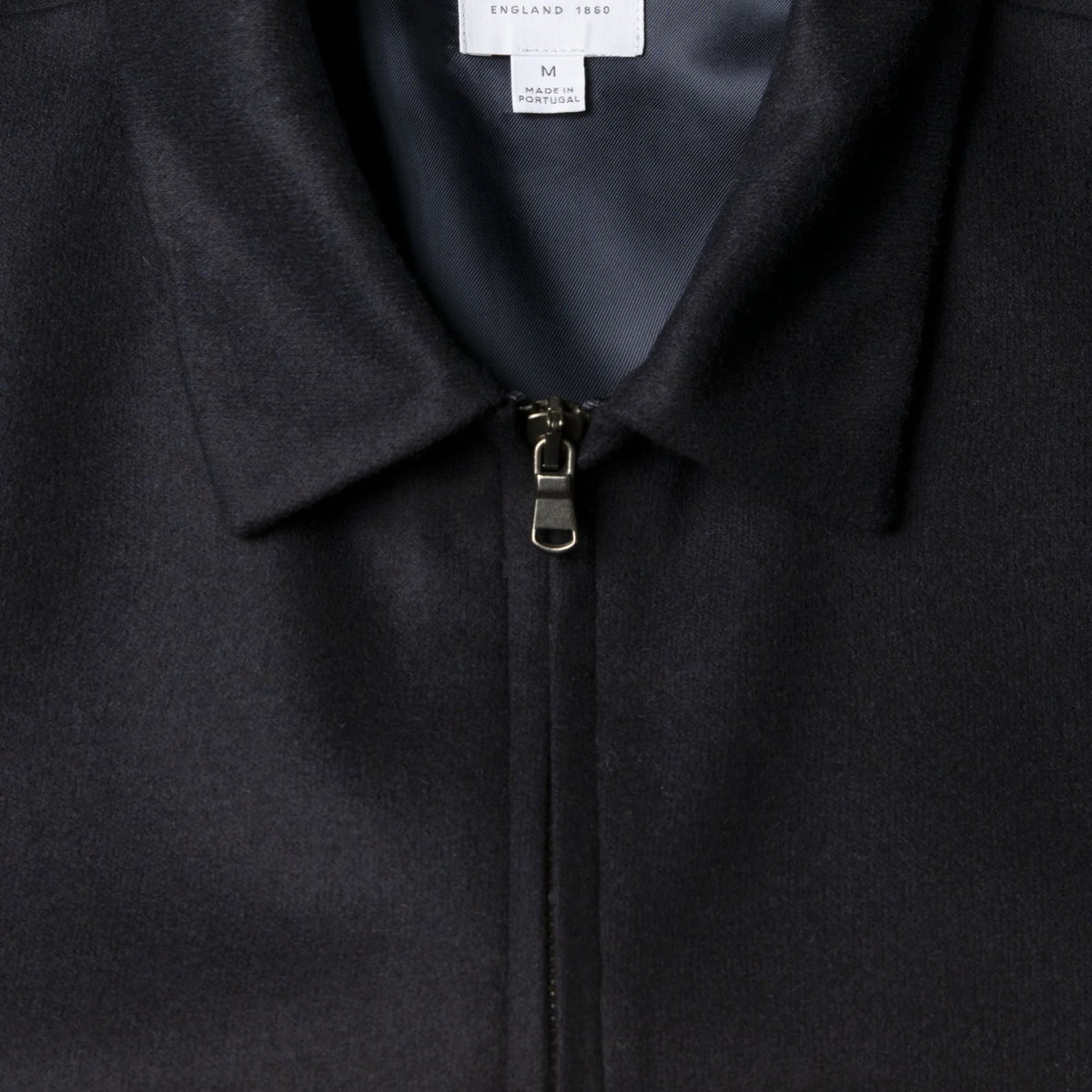 Sunspel Boiled Wool Zip Jacket - Navy